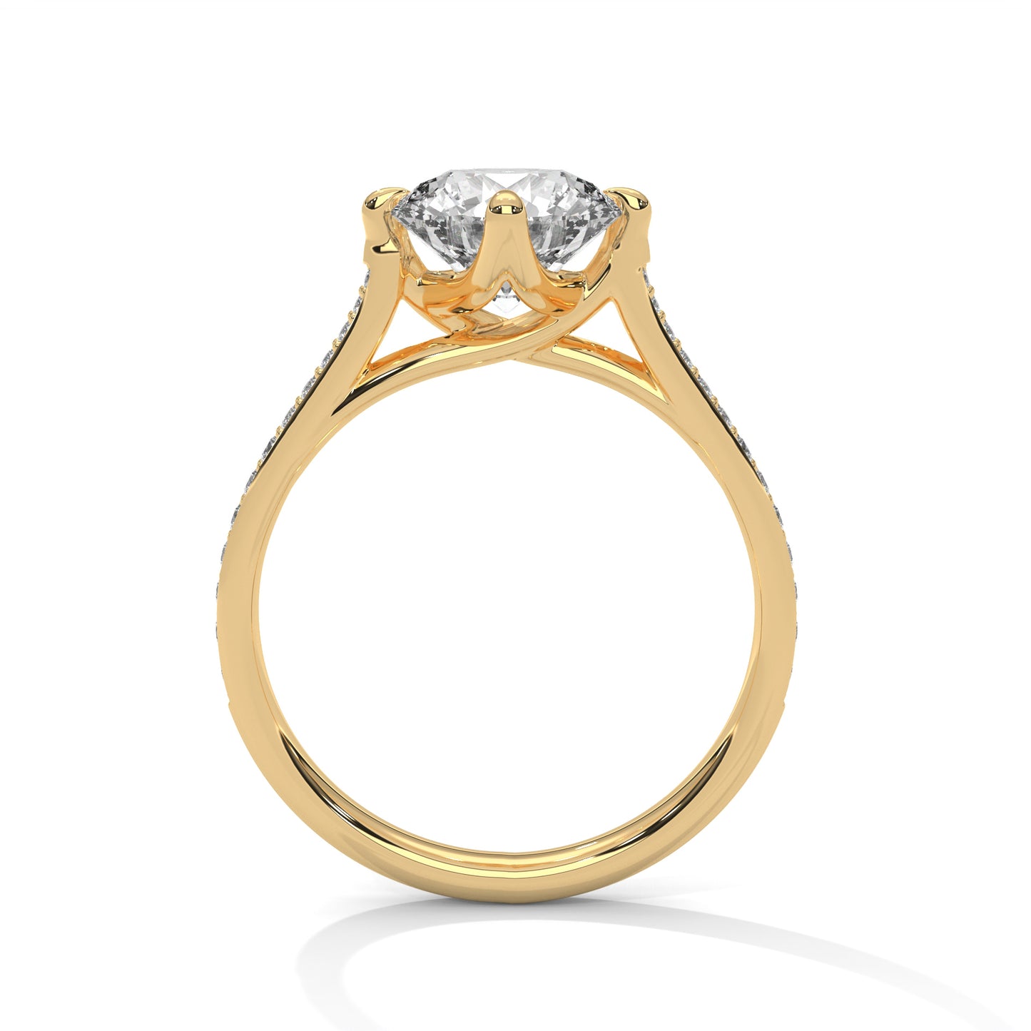 Timeless Round Diamond Ring with Pave-Set Accents