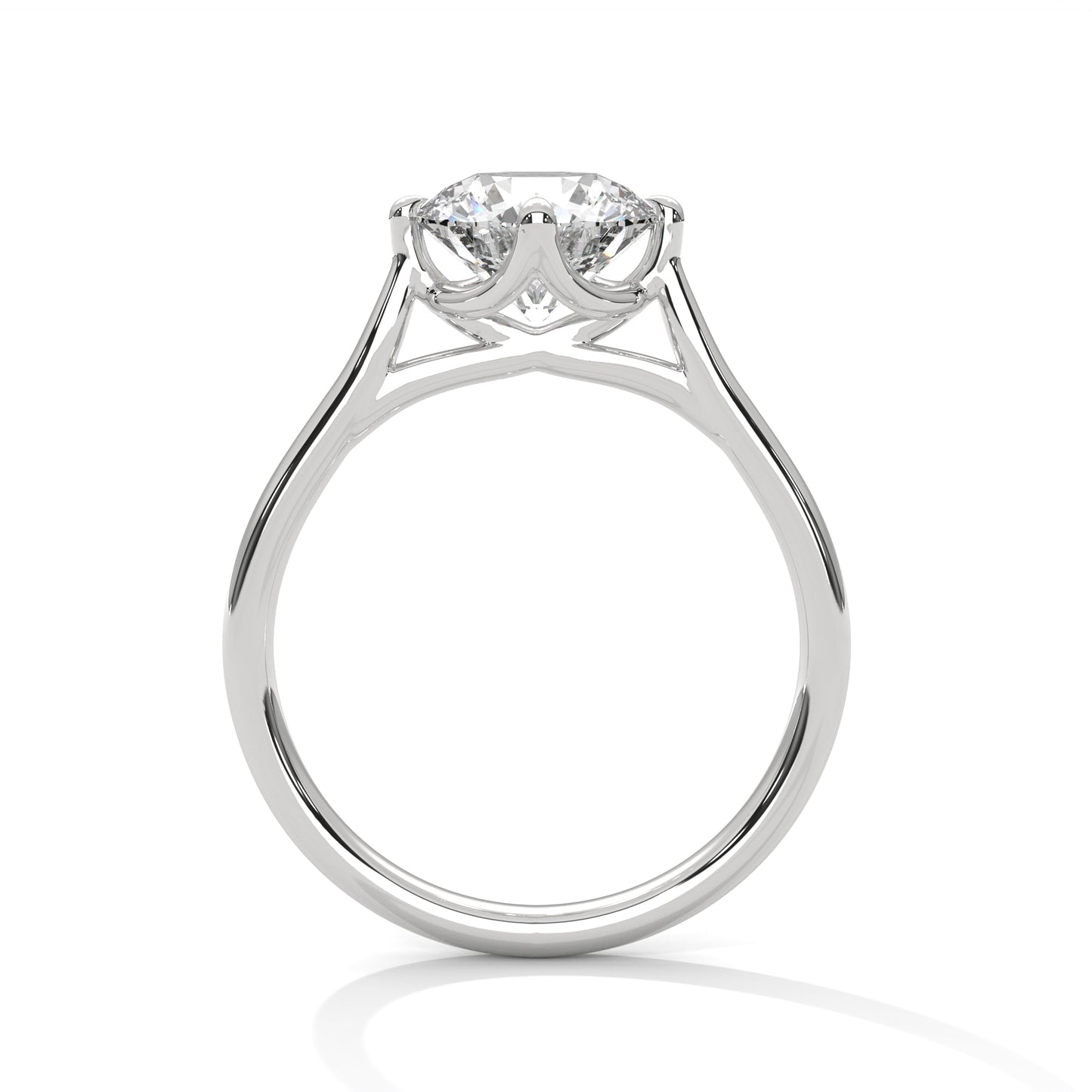 Sleek Tapered Band Solitaire Ring with Round Diamond