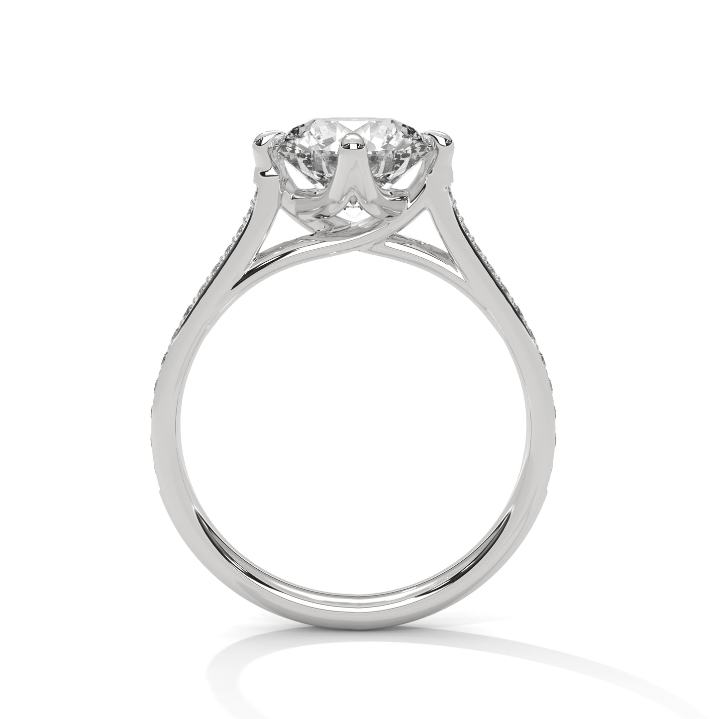 Timeless Round Diamond Ring with Pave-Set Accents