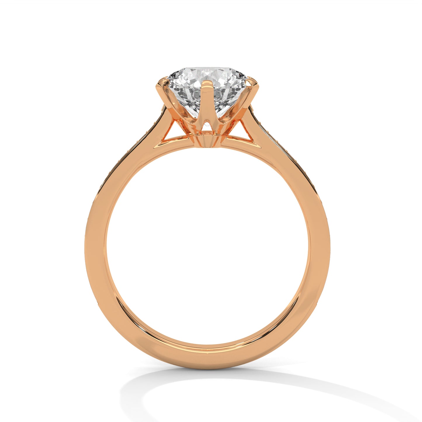 Elegant Round-Cut Diamond Ring with Pavé Band