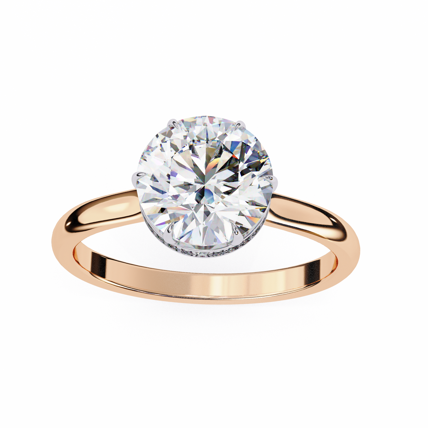 Luxe Crown Round Solitaire Ring
