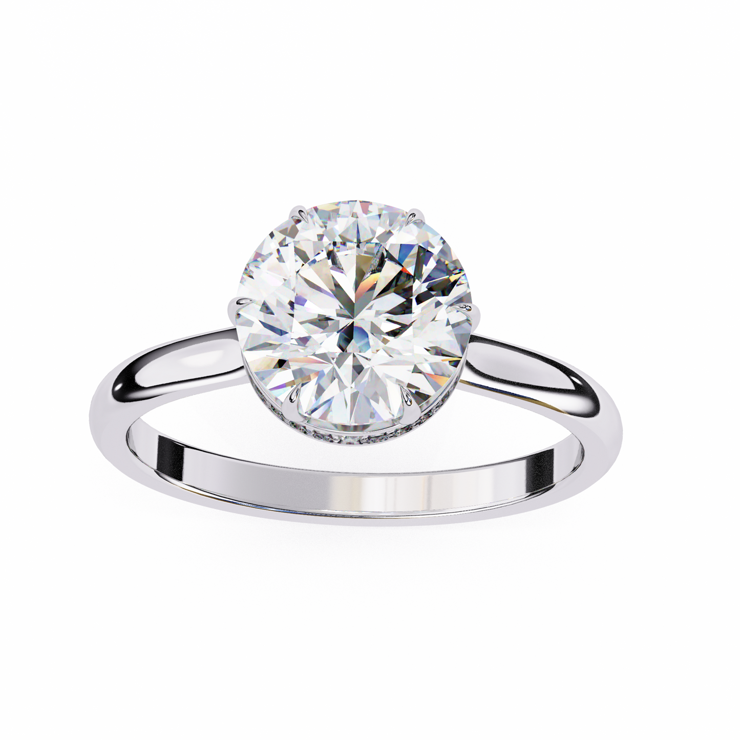 Luxe Crown Round Solitaire Ring