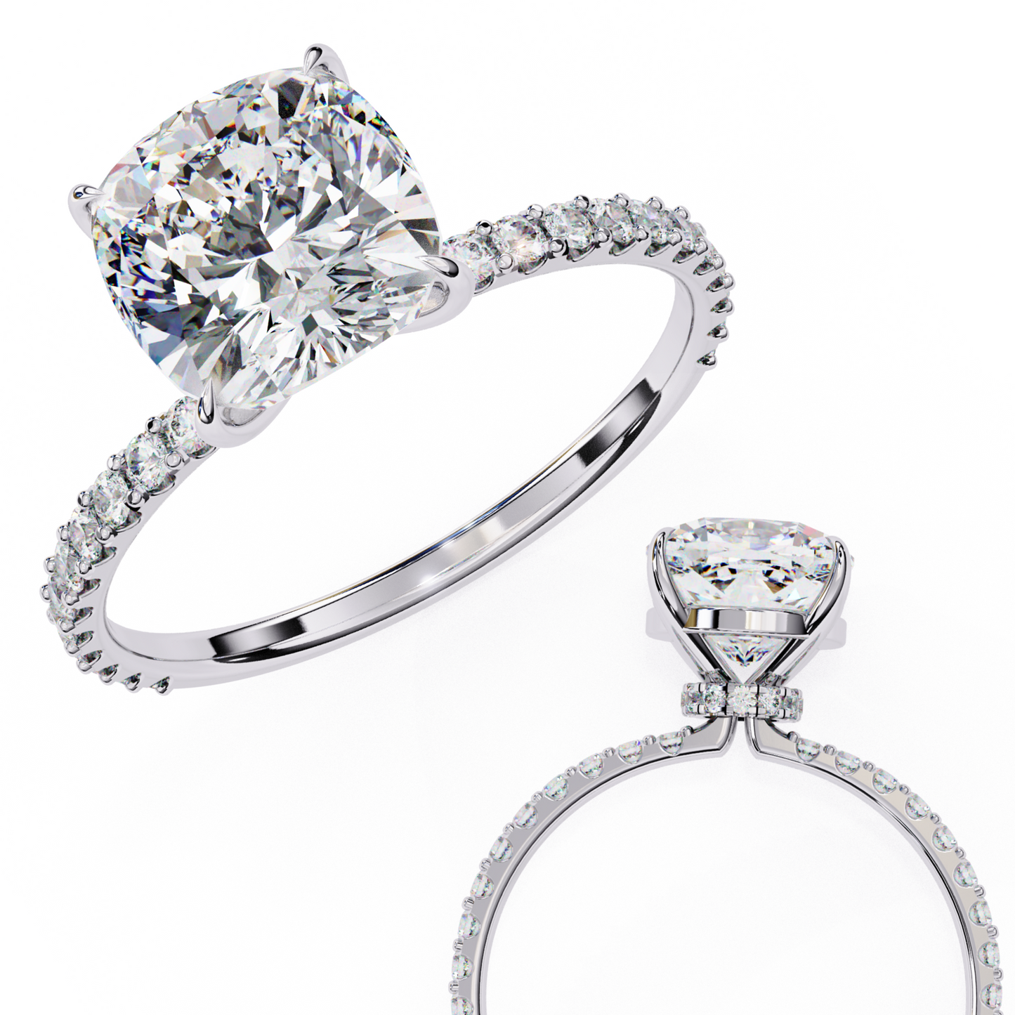 Aurora Glow Cushion Solitaire Ring