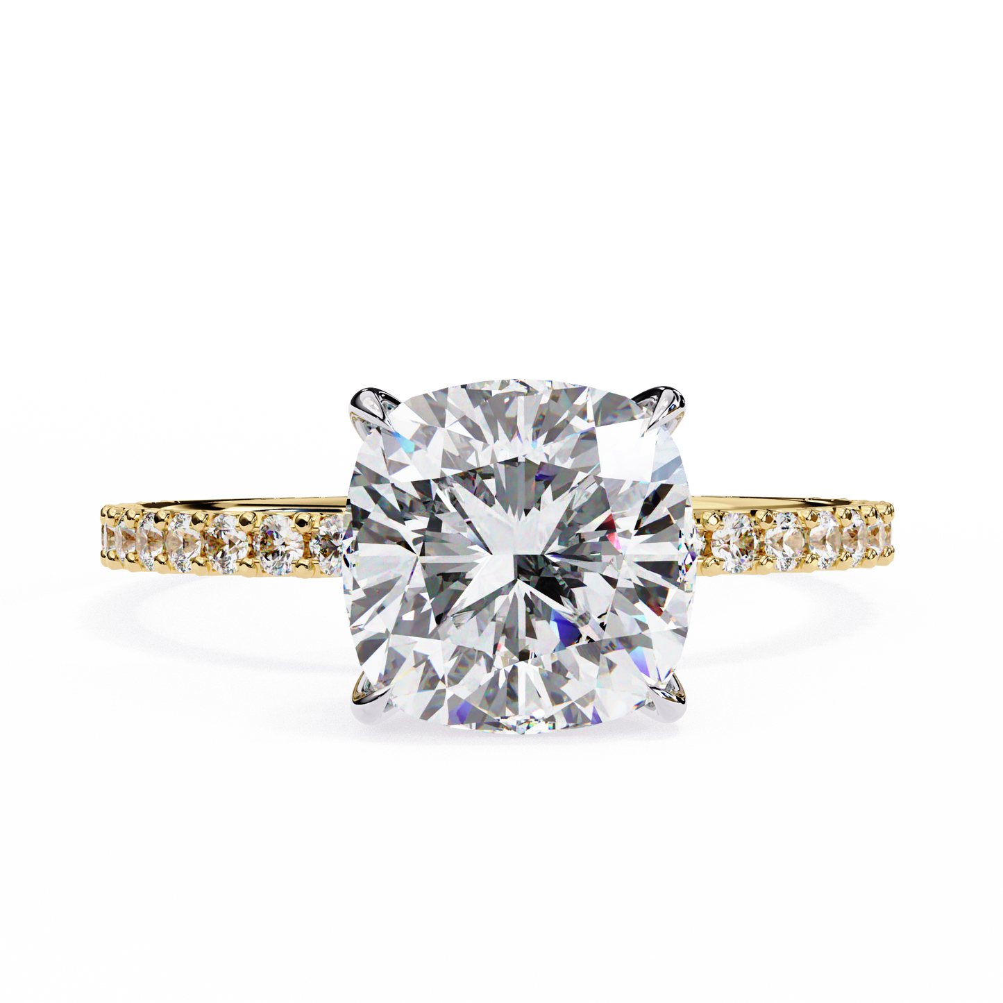 Aurora Glow Cushion Solitaire Ring