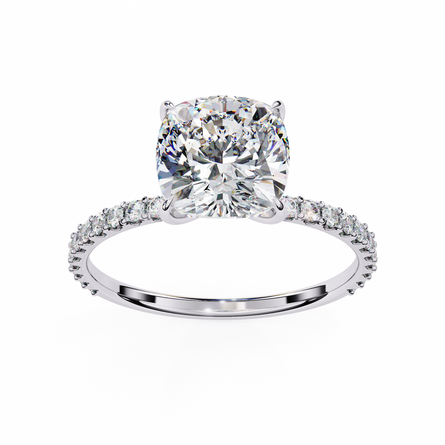 Aurora Glow Cushion Solitaire Ring