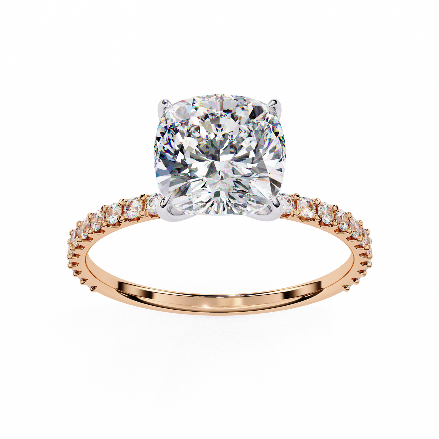 Aurora Glow Cushion Solitaire Ring