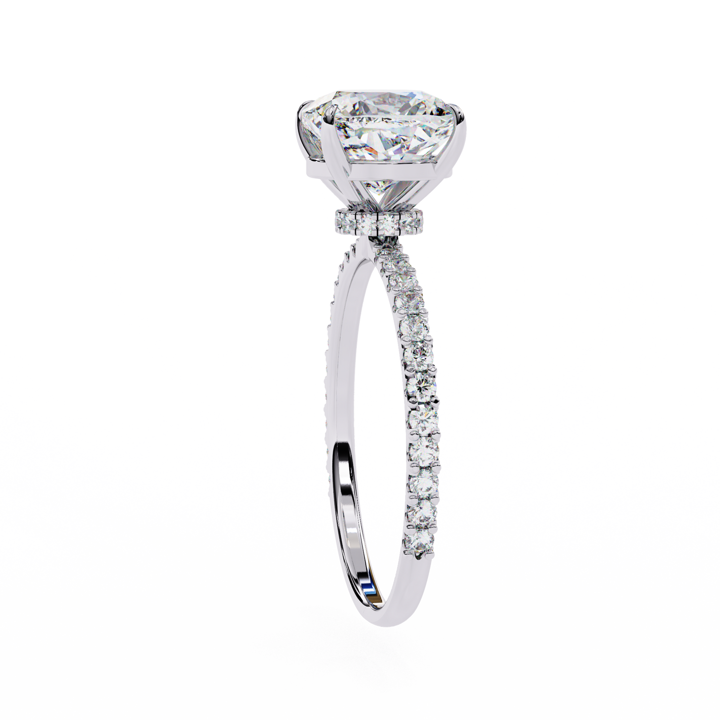 Aurora Glow Cushion Solitaire Ring