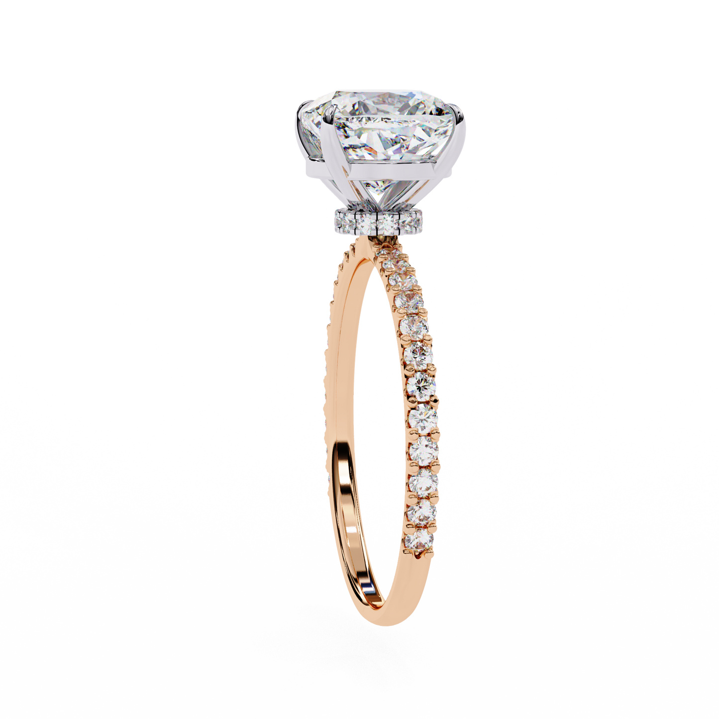 Aurora Glow Cushion Solitaire Ring
