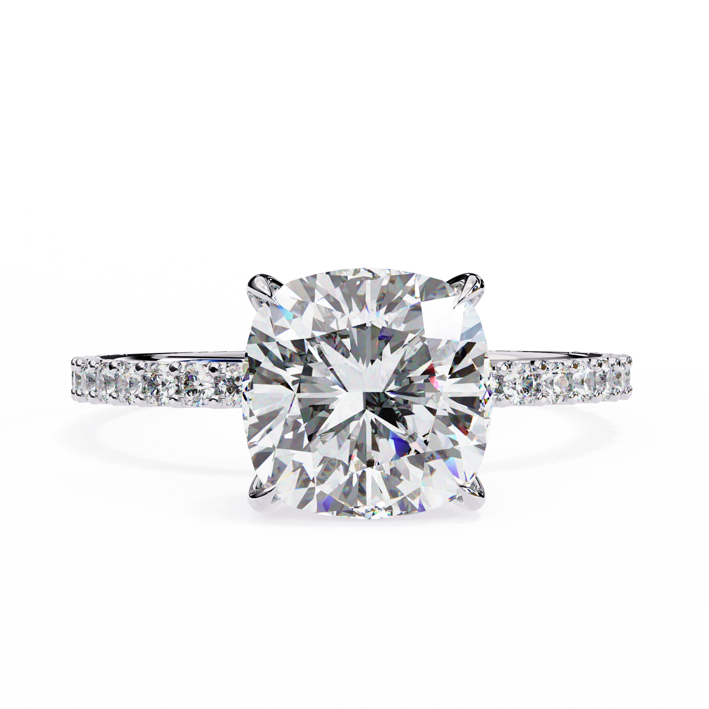Aurora Glow Cushion Solitaire Ring