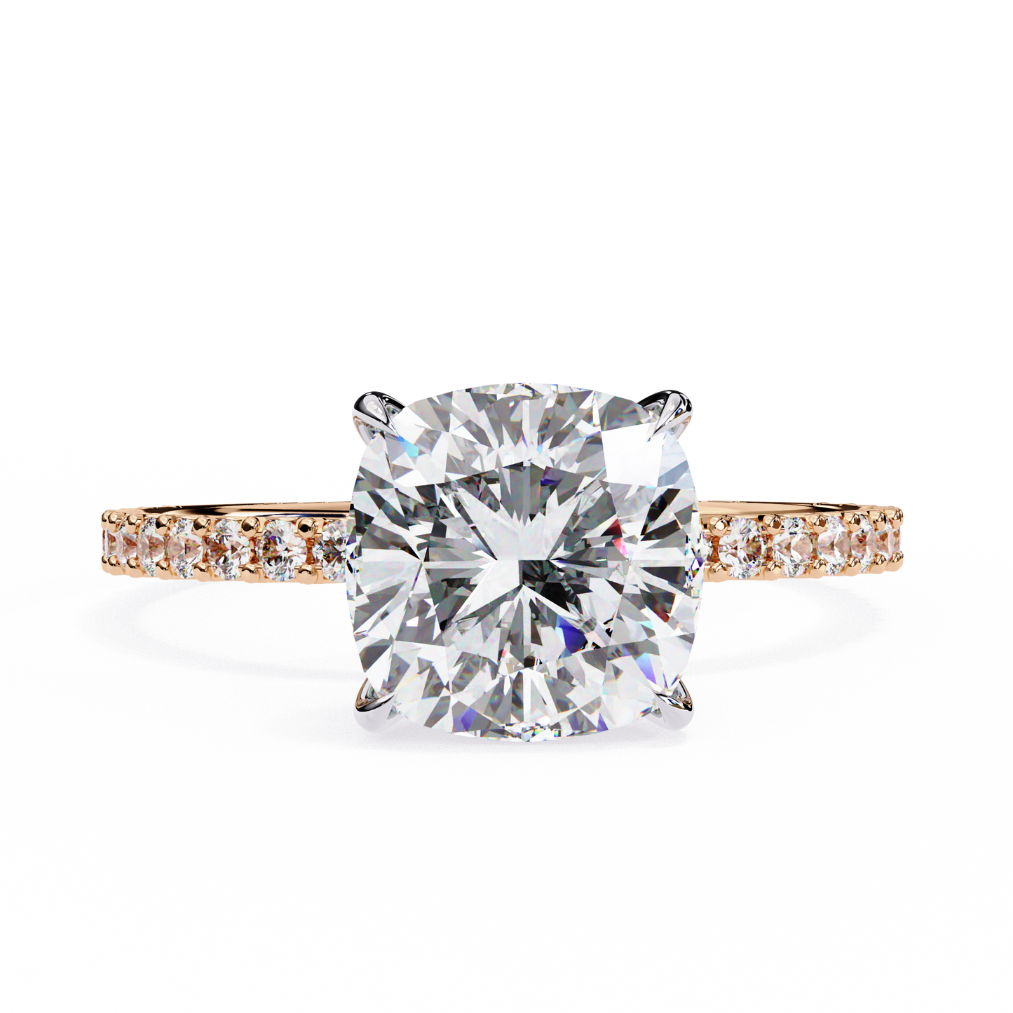 Aurora Glow Cushion Solitaire Ring