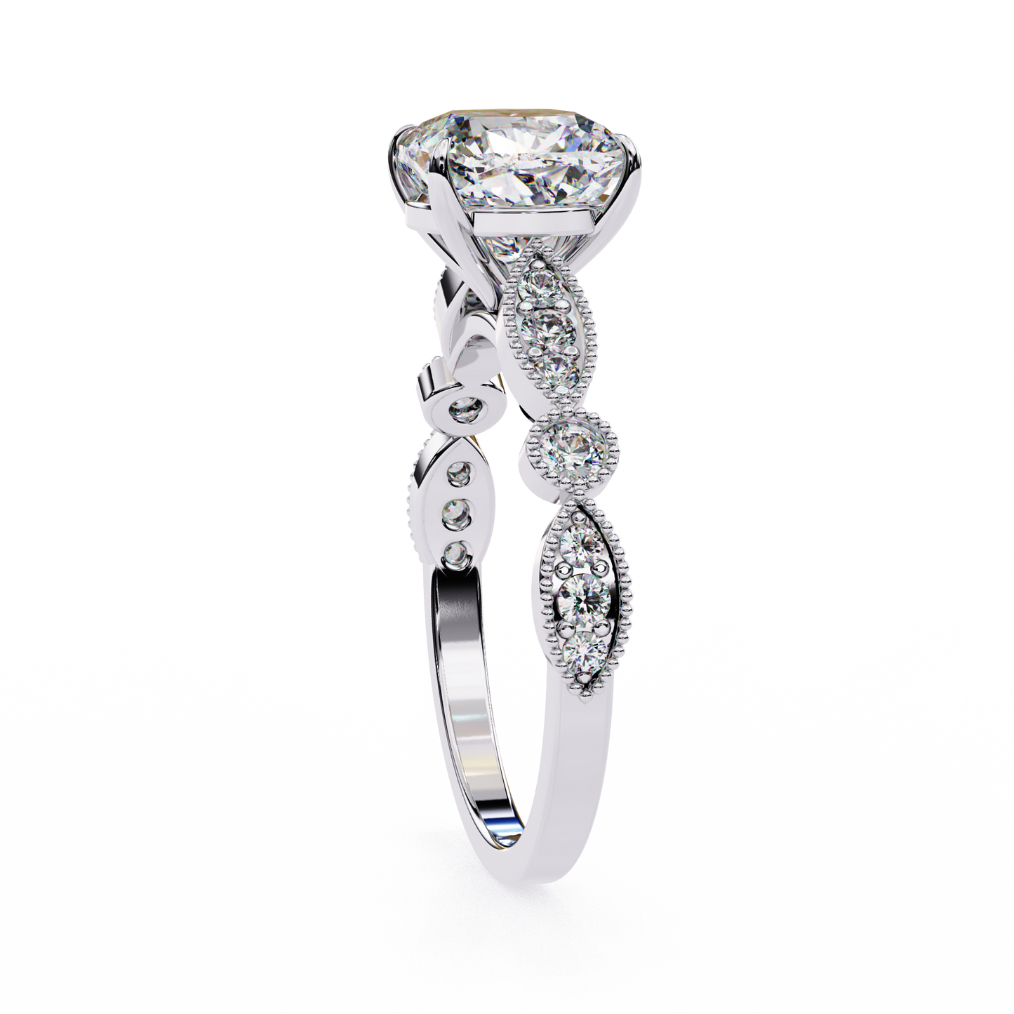 Tranquil Gleam Cushion Cut Solitaire Ring