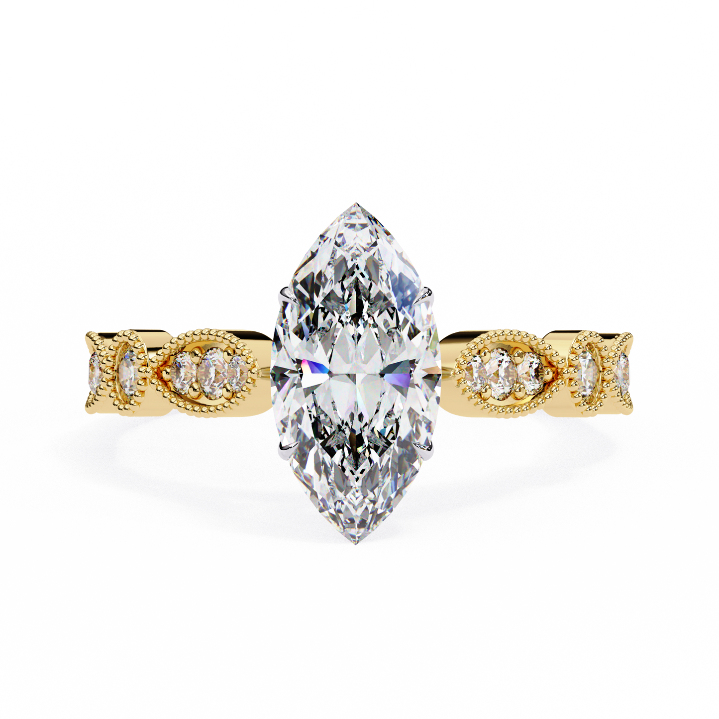 Midnight Petal Marquise Solitaire Ring