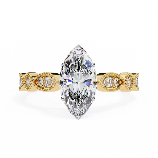 Midnight Petal Marquise Solitaire Ring