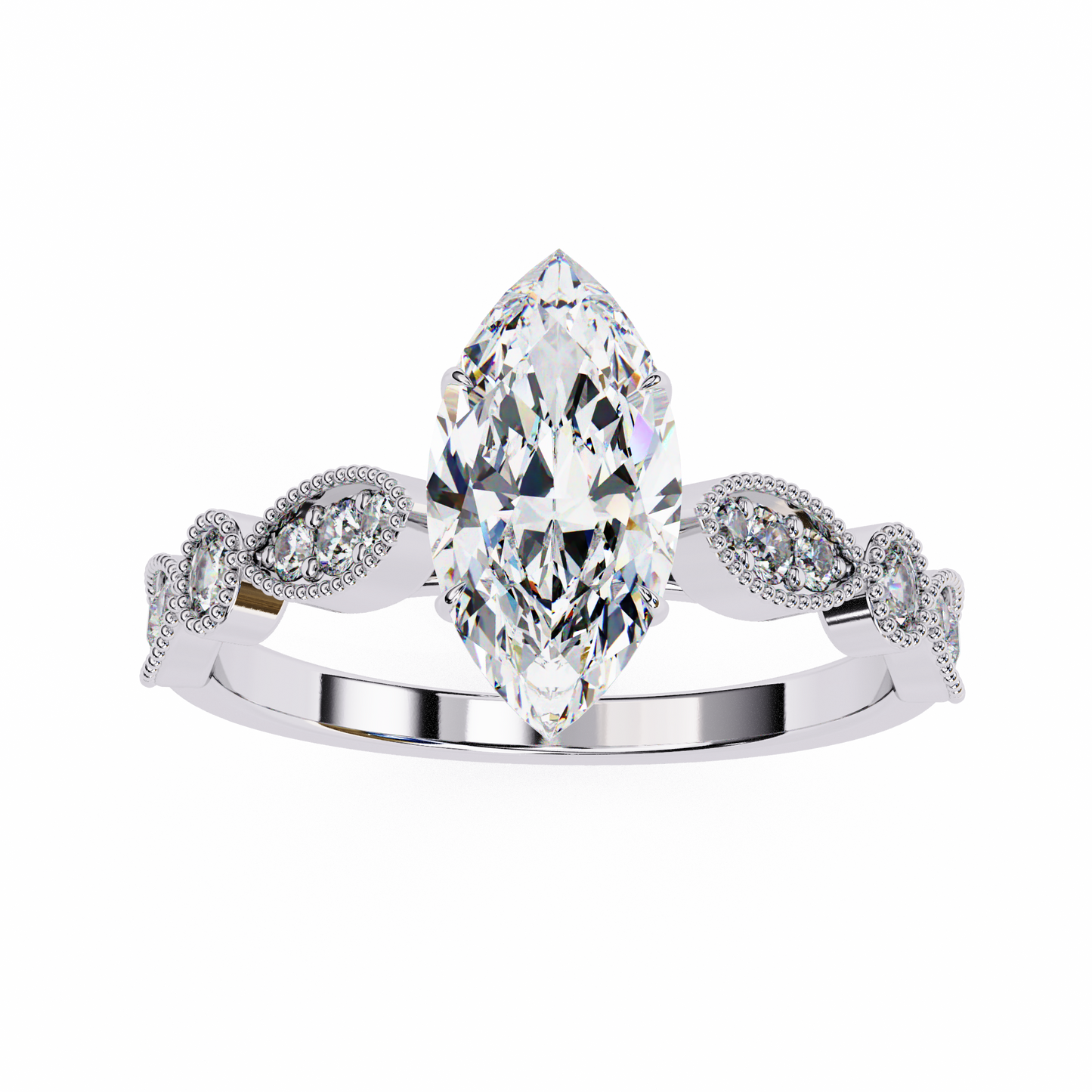 Midnight Petal Marquise Solitaire Ring