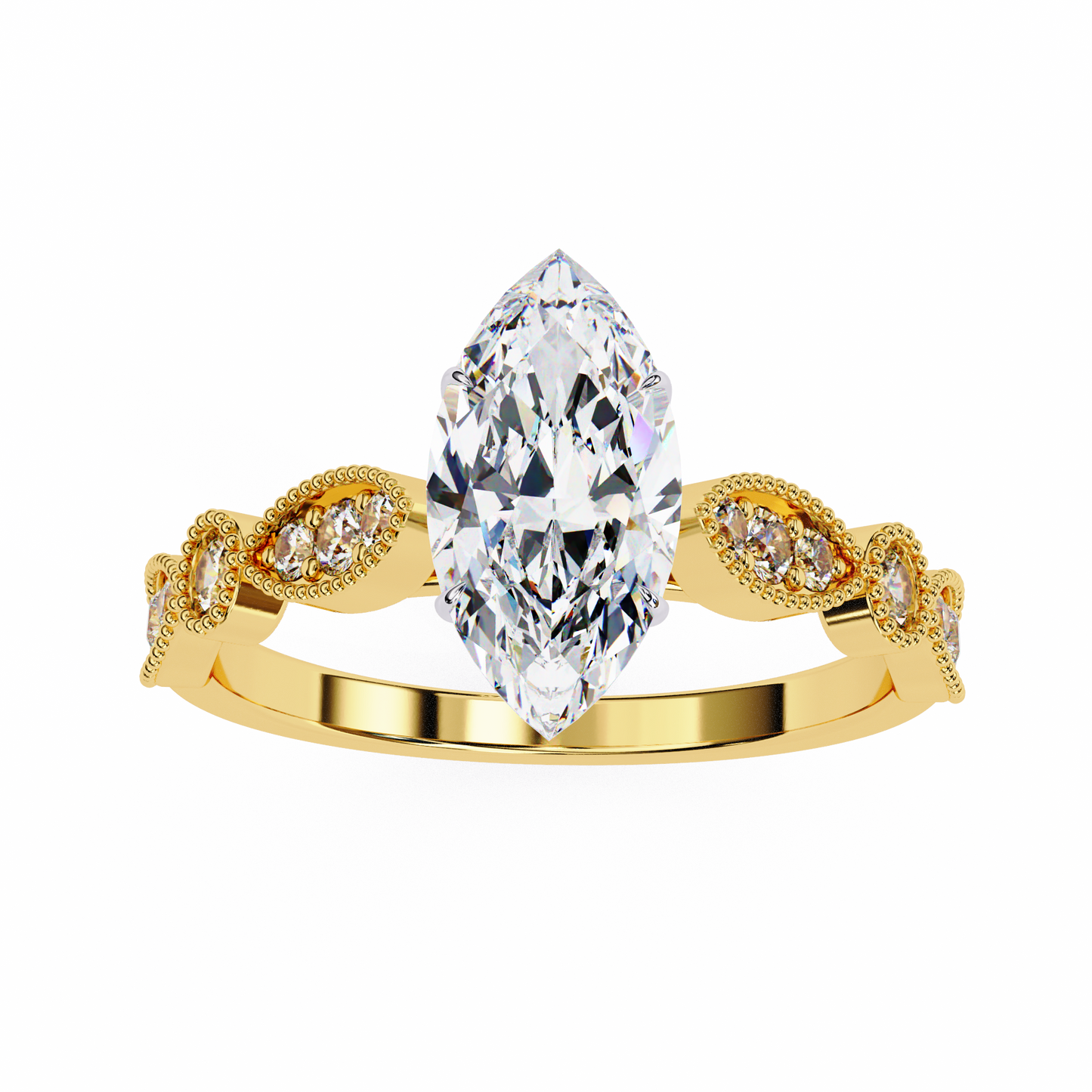 Midnight Petal Marquise Solitaire Ring