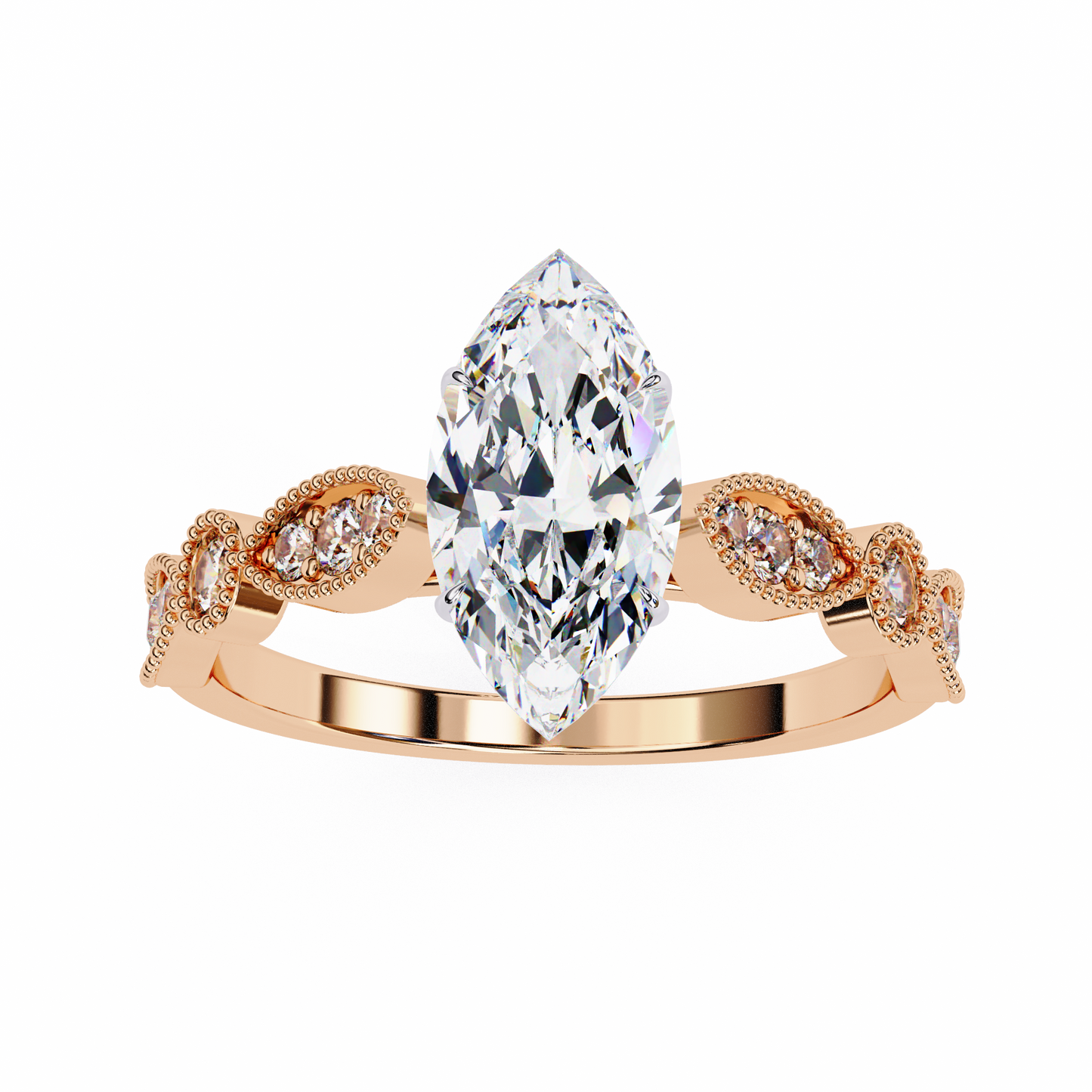 Midnight Petal Marquise Solitaire Ring