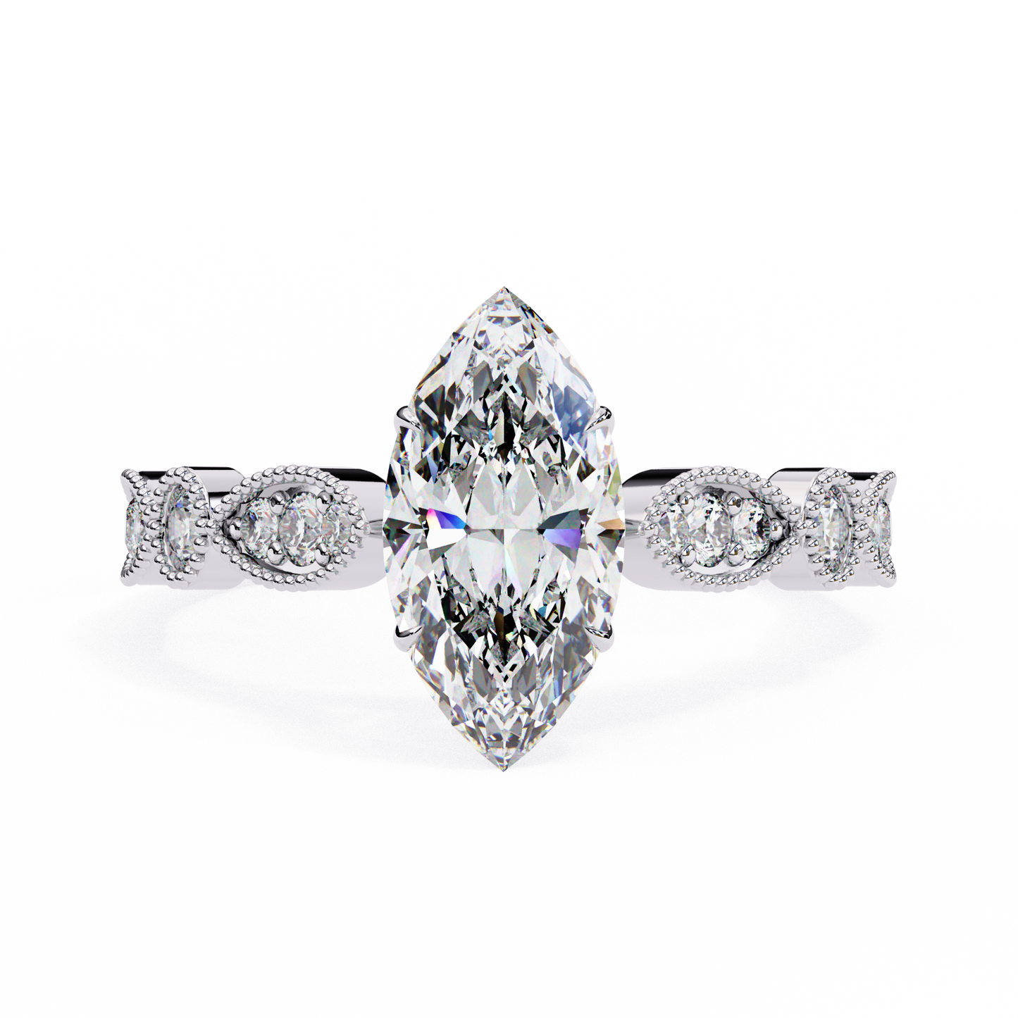 Midnight Petal Marquise Solitaire Ring