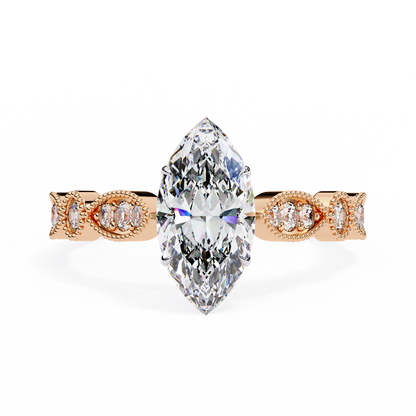 Midnight Petal Marquise Solitaire Ring