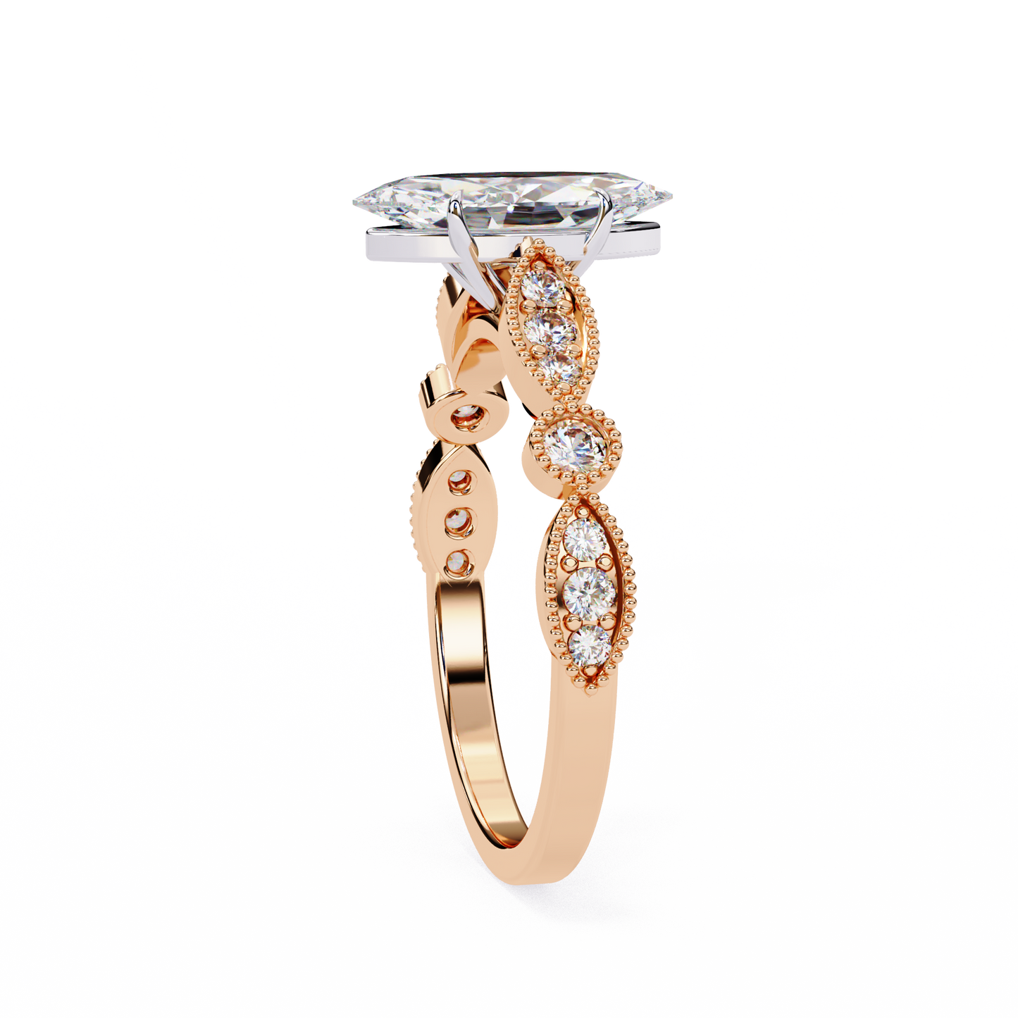 Midnight Petal Marquise Solitaire Ring