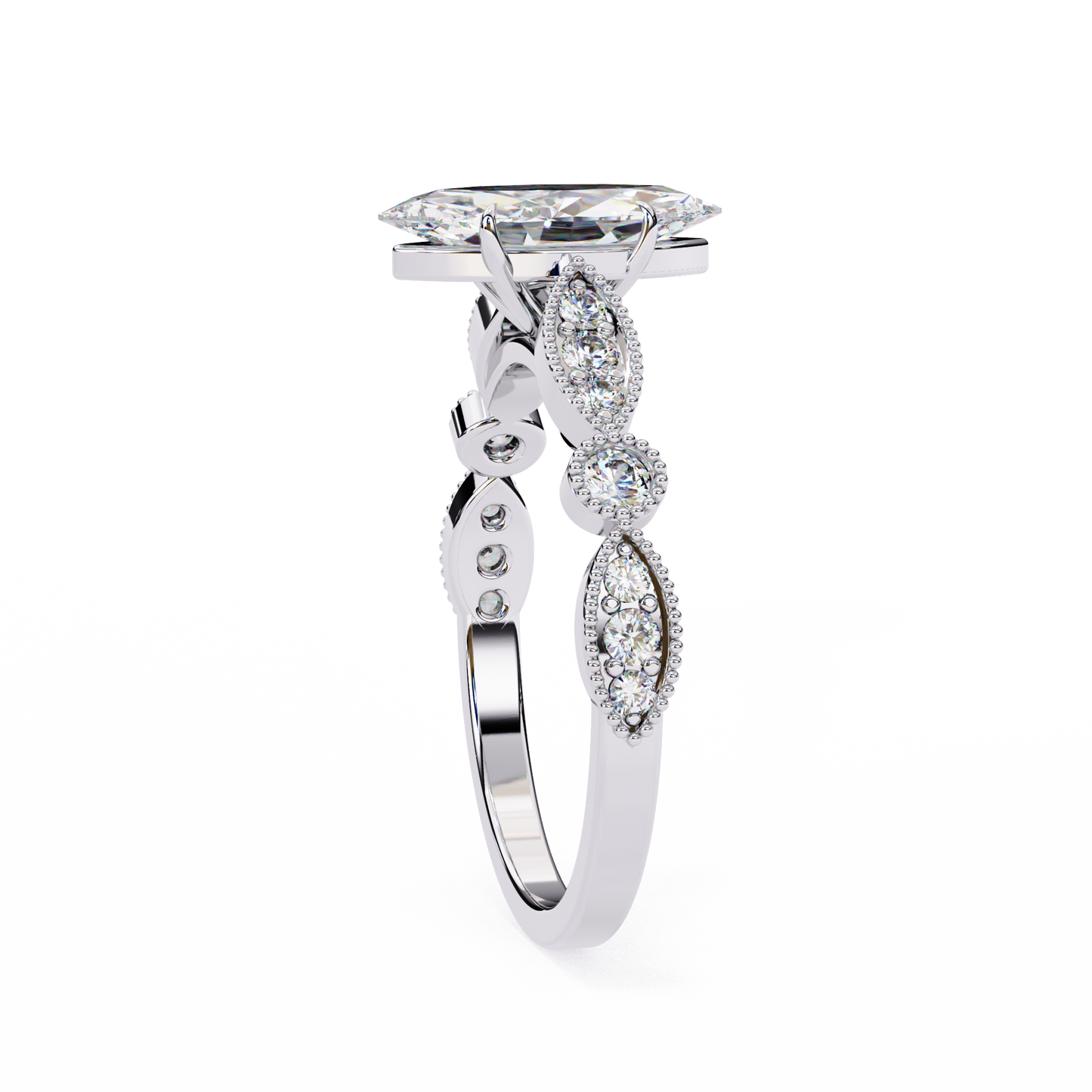 Midnight Petal Marquise Solitaire Ring
