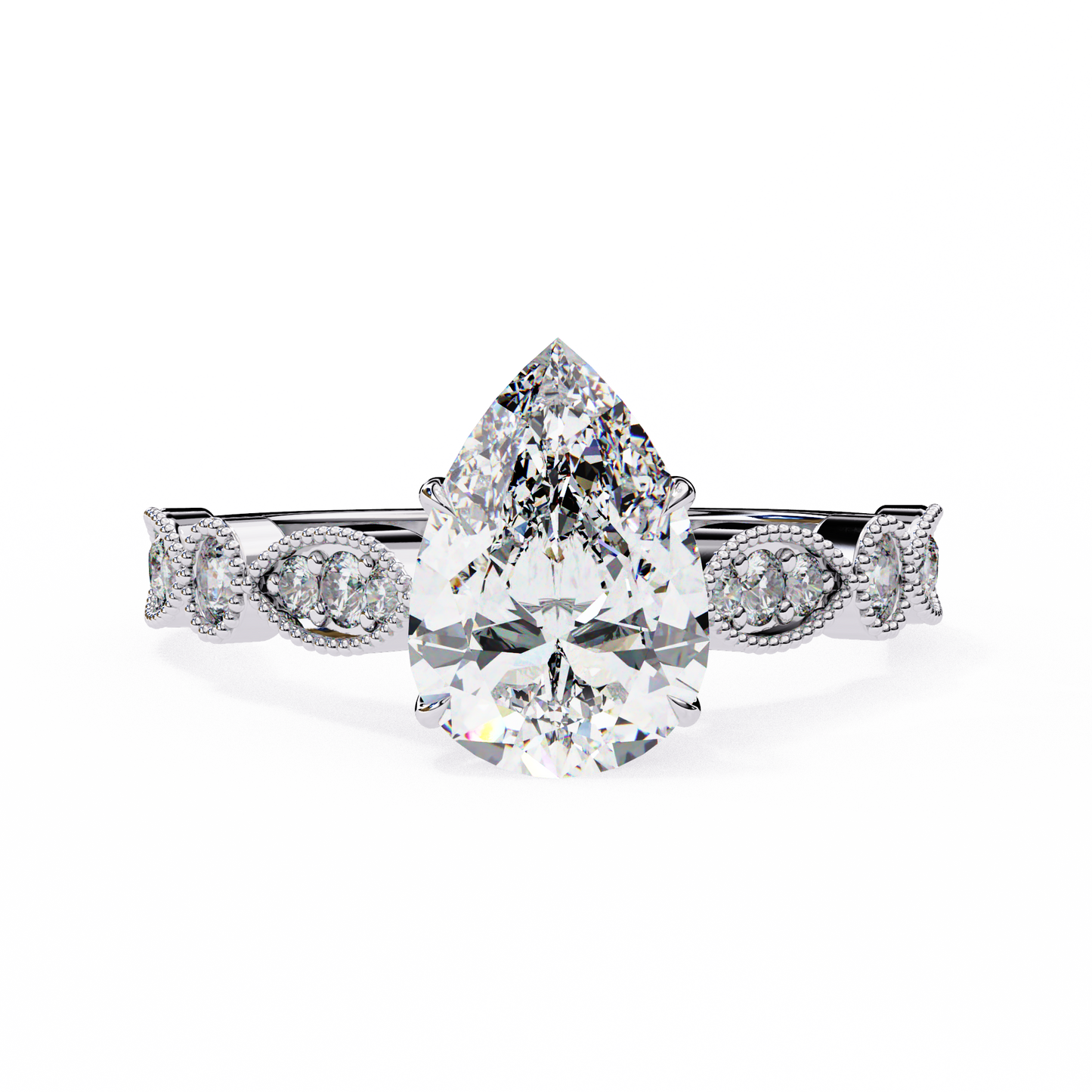 Luminous Whisper Pear Solitaire Ring