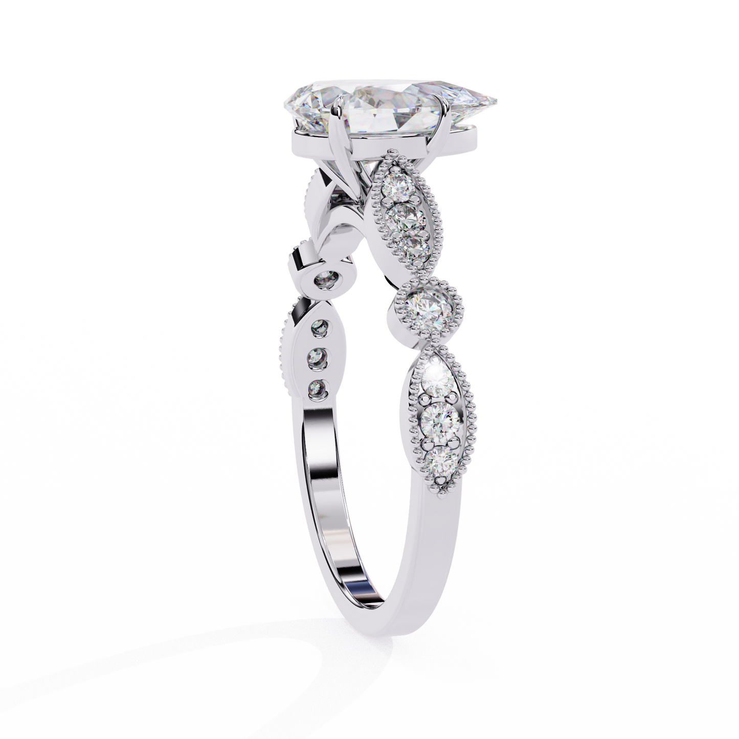 Luminous Whisper Pear Solitaire Ring