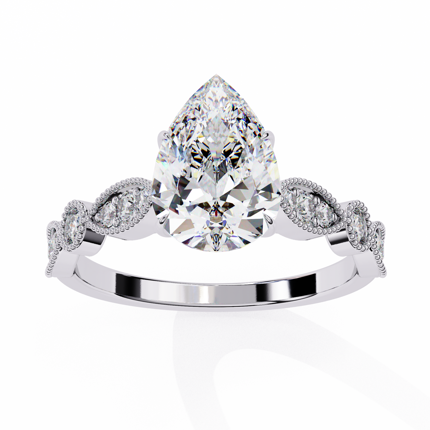 Luminous Whisper Pear Solitaire Ring
