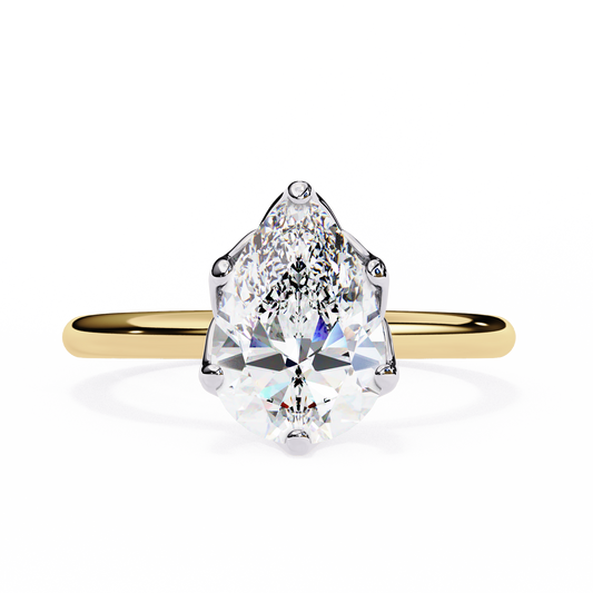 Vittoria Crown Pear Solitaire Ring