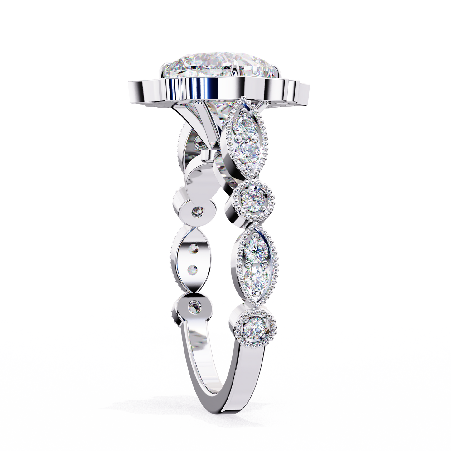 Fiore di Vento Cushion Solitaire Ring