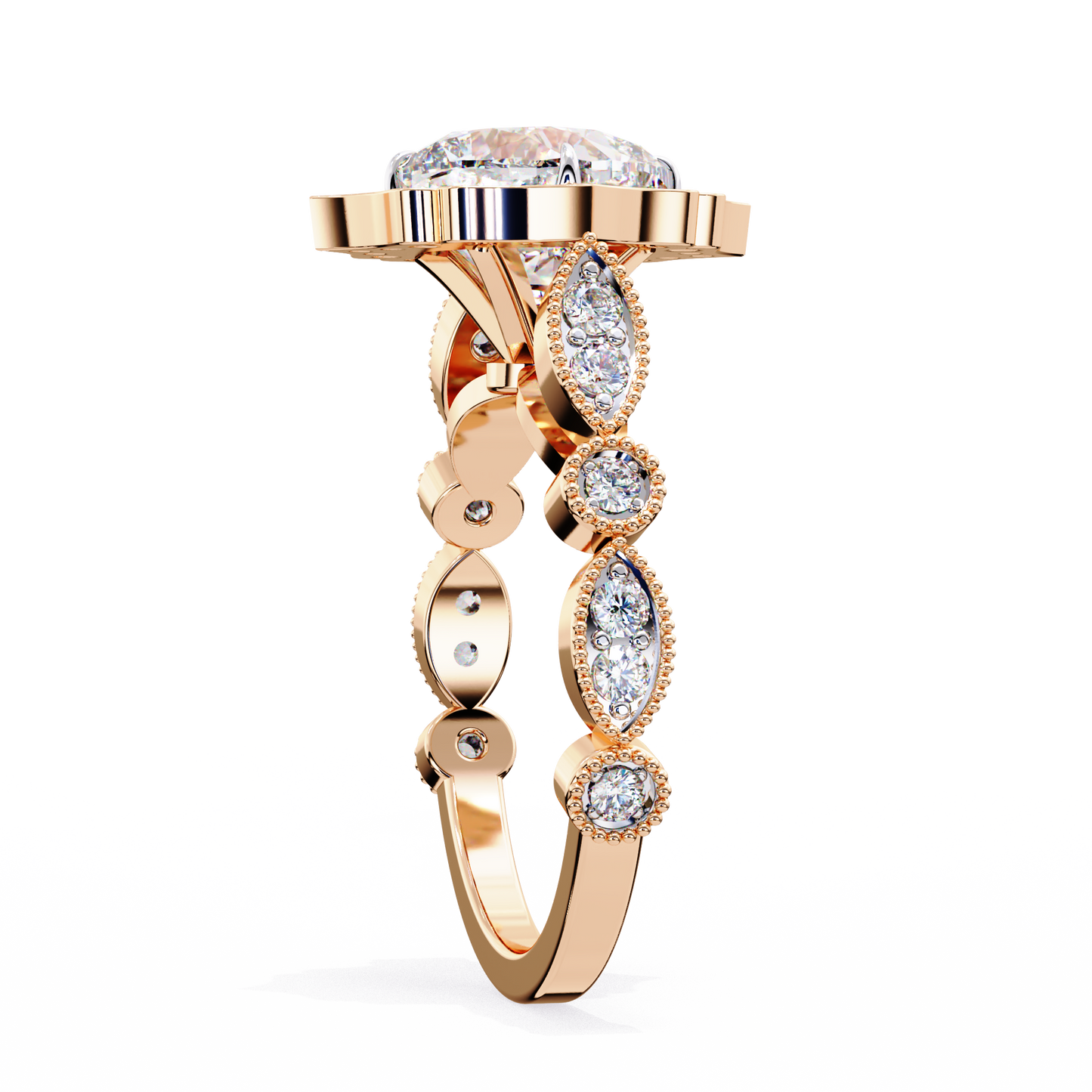 Fiore di Vento Cushion Solitaire Ring