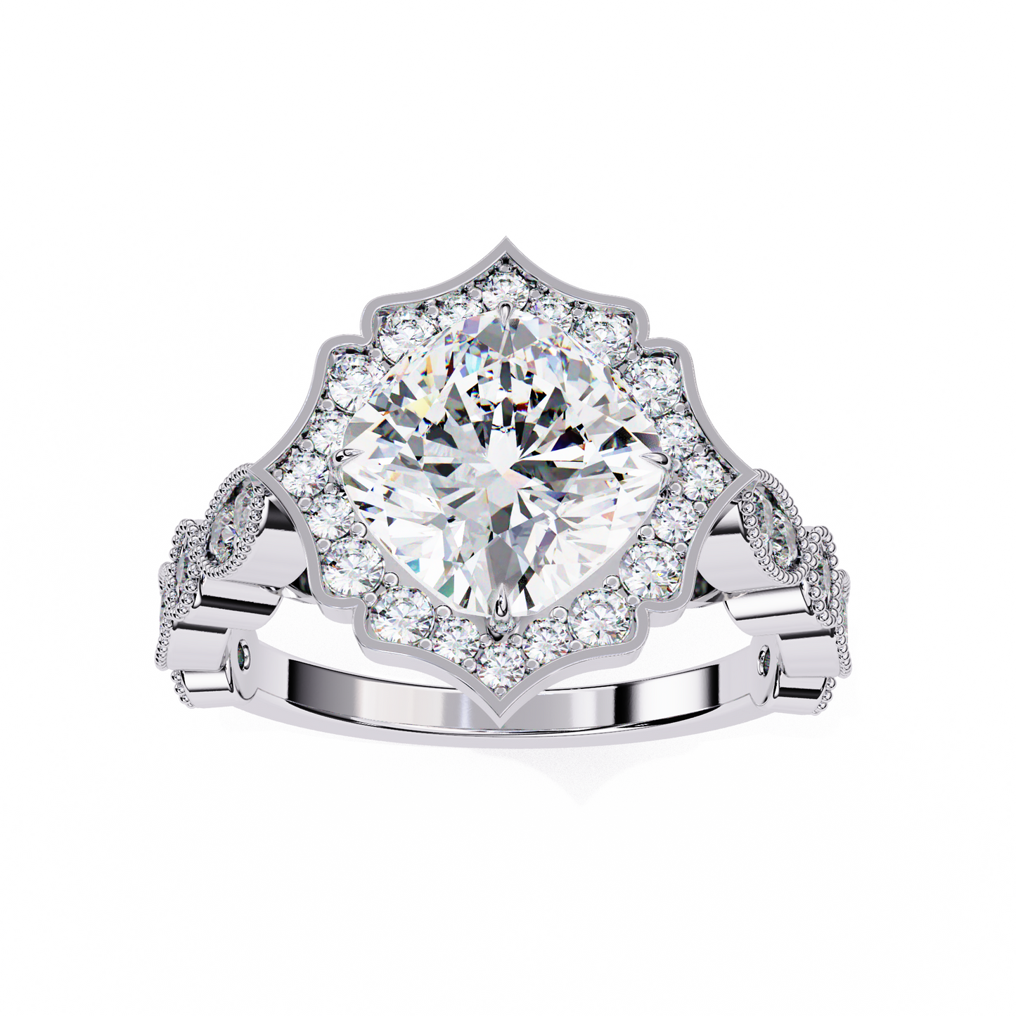 Fiore di Vento Cushion Solitaire Ring