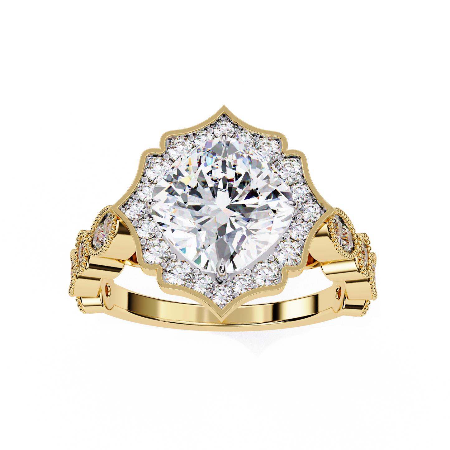 Fiore di Vento Cushion Solitaire Ring