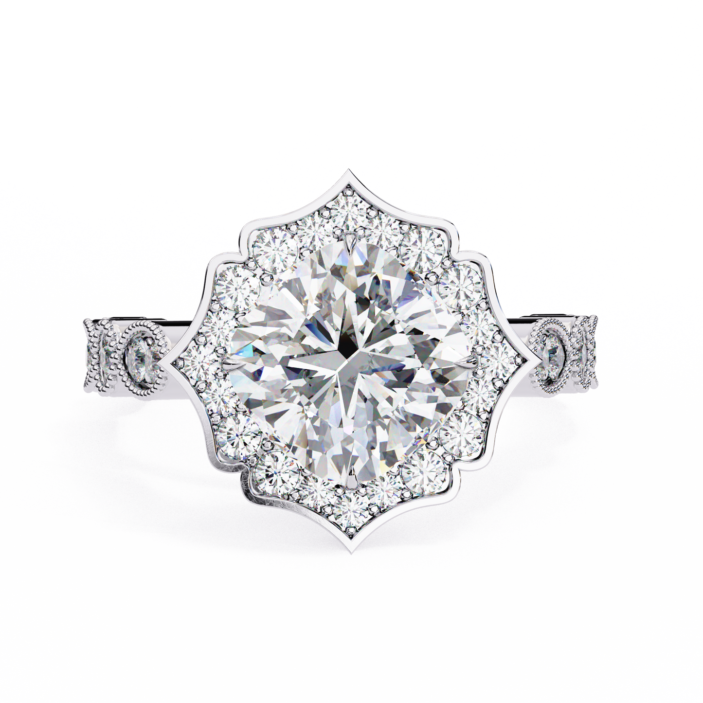 Fiore di Vento Cushion Solitaire Ring
