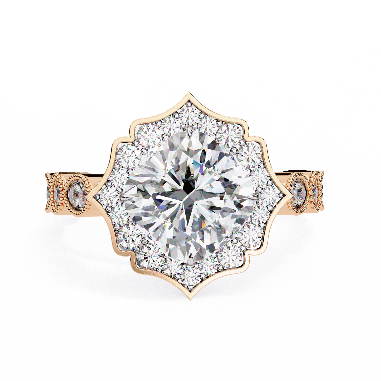 Fiore di Vento Cushion Solitaire Ring