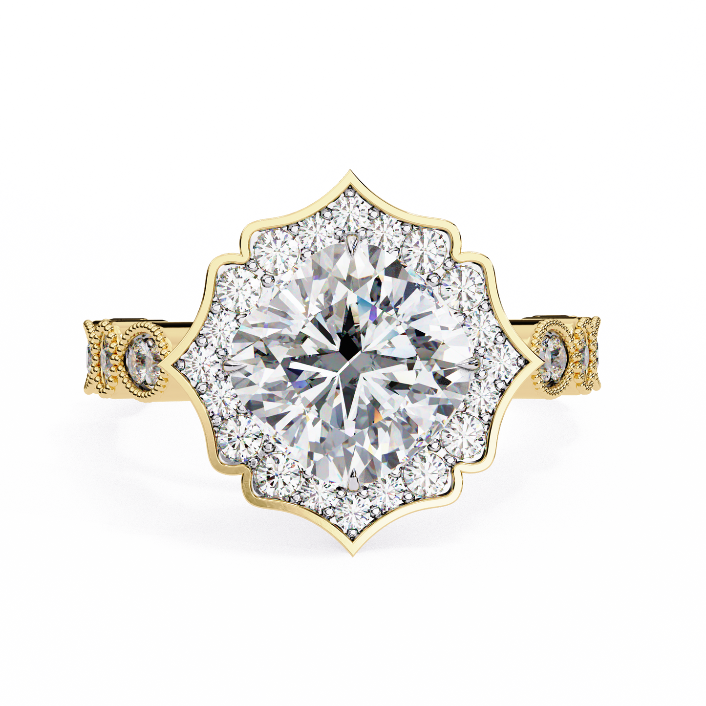 Fiore di Vento Cushion Solitaire Ring
