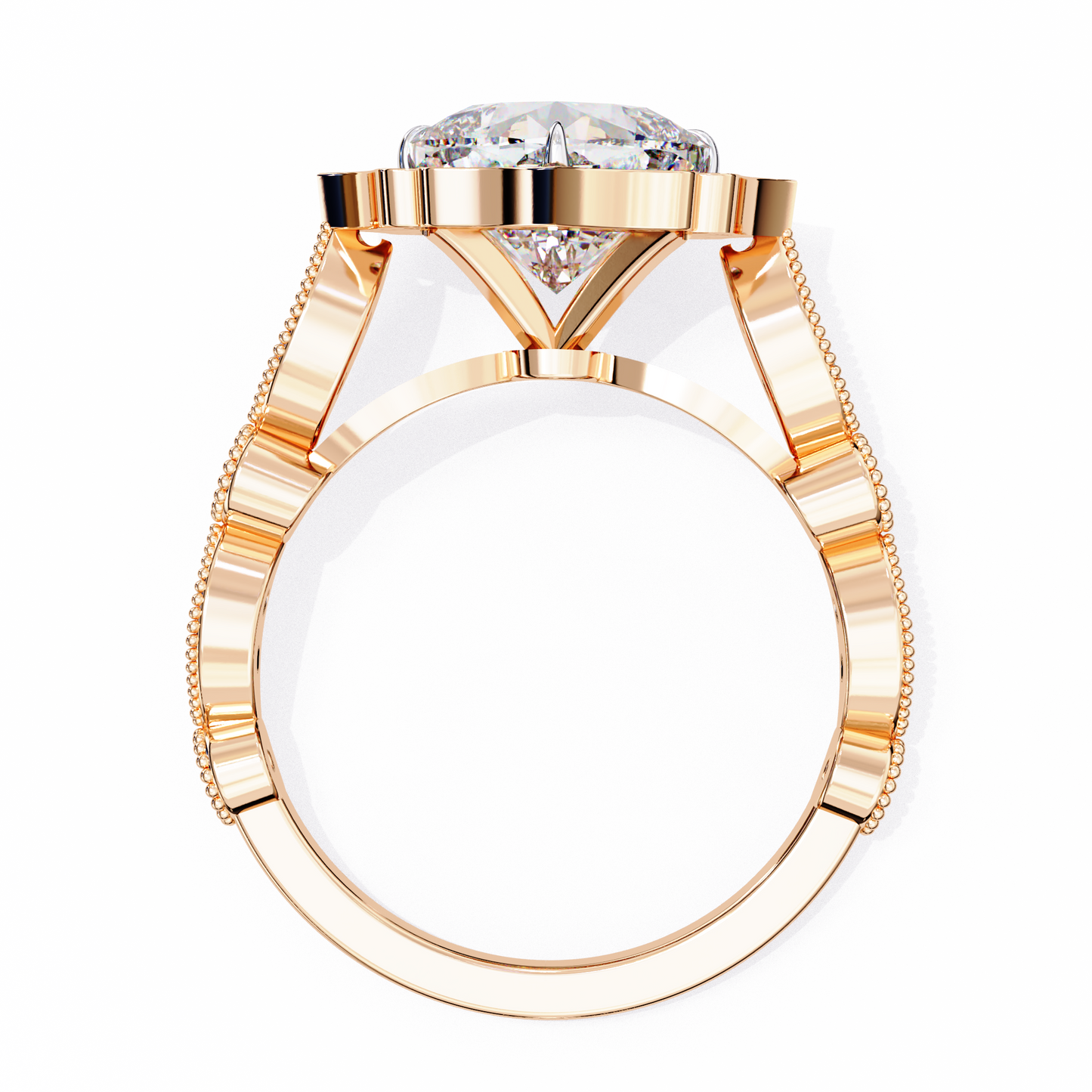 Fiore di Vento Cushion Solitaire Ring