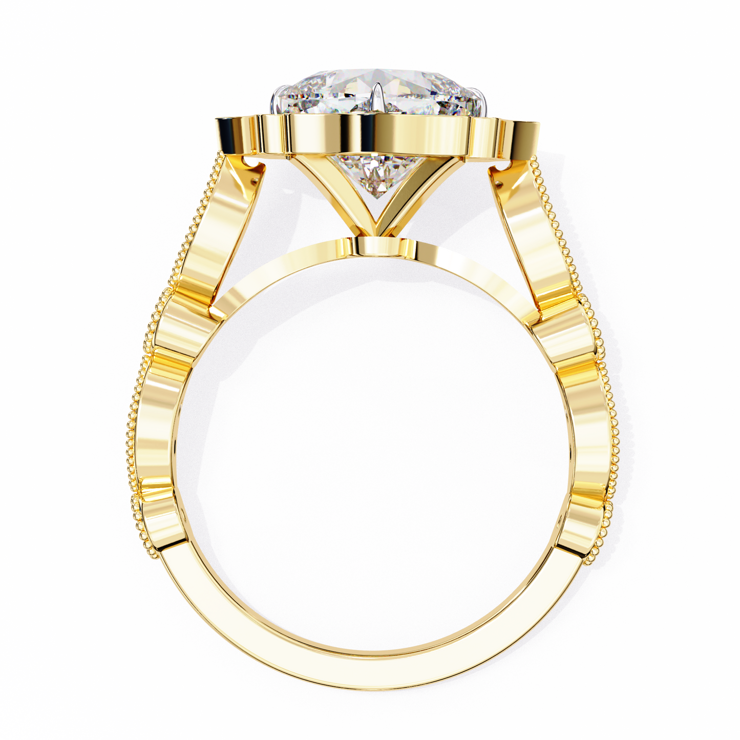 Fiore di Vento Cushion Solitaire Ring