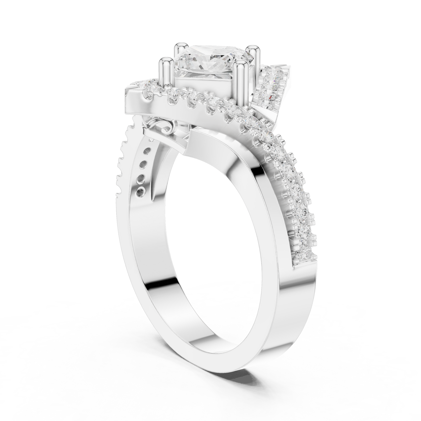 Valkyrie Crest Solitaire Diamond Ring