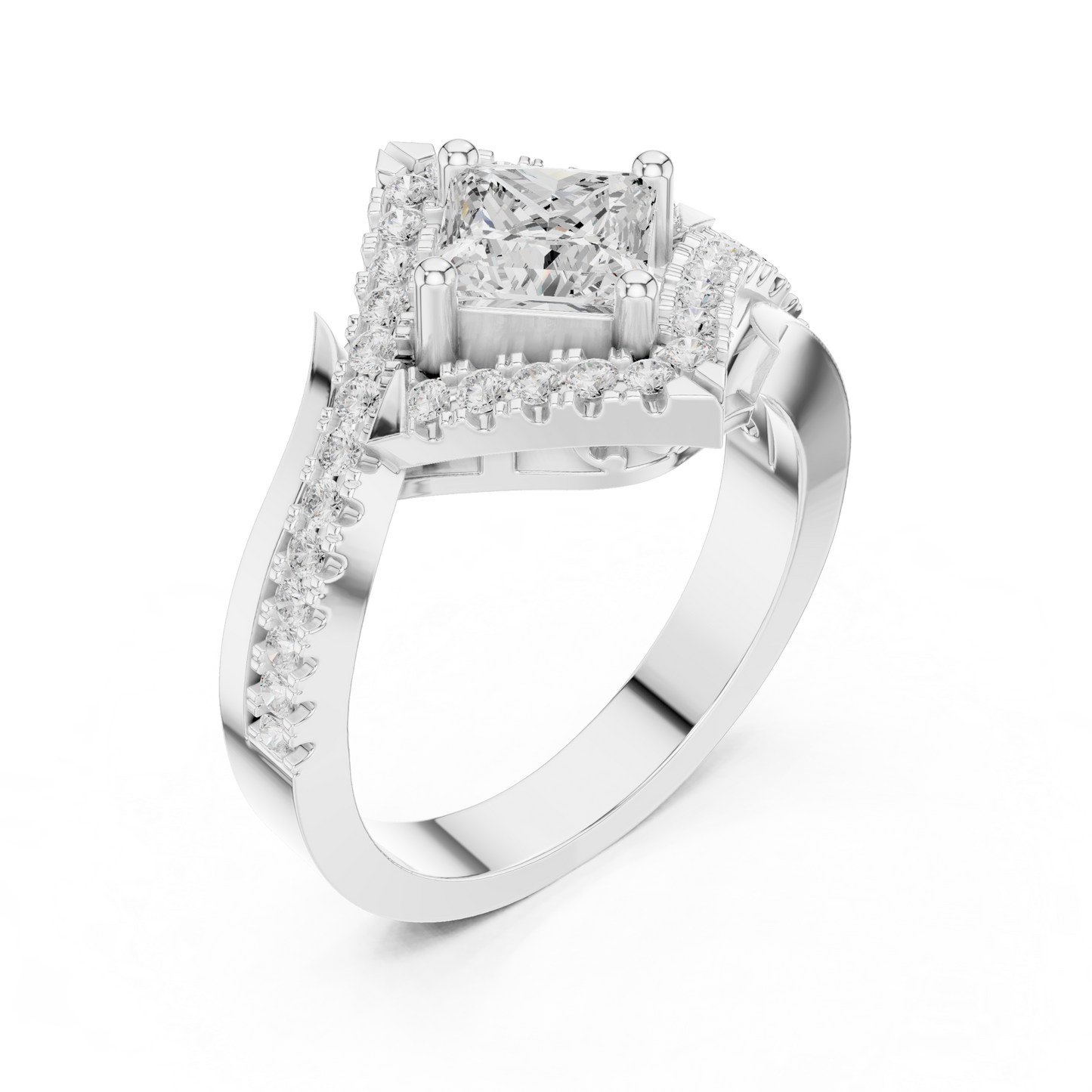 Valkyrie Crest Solitaire Diamond Ring