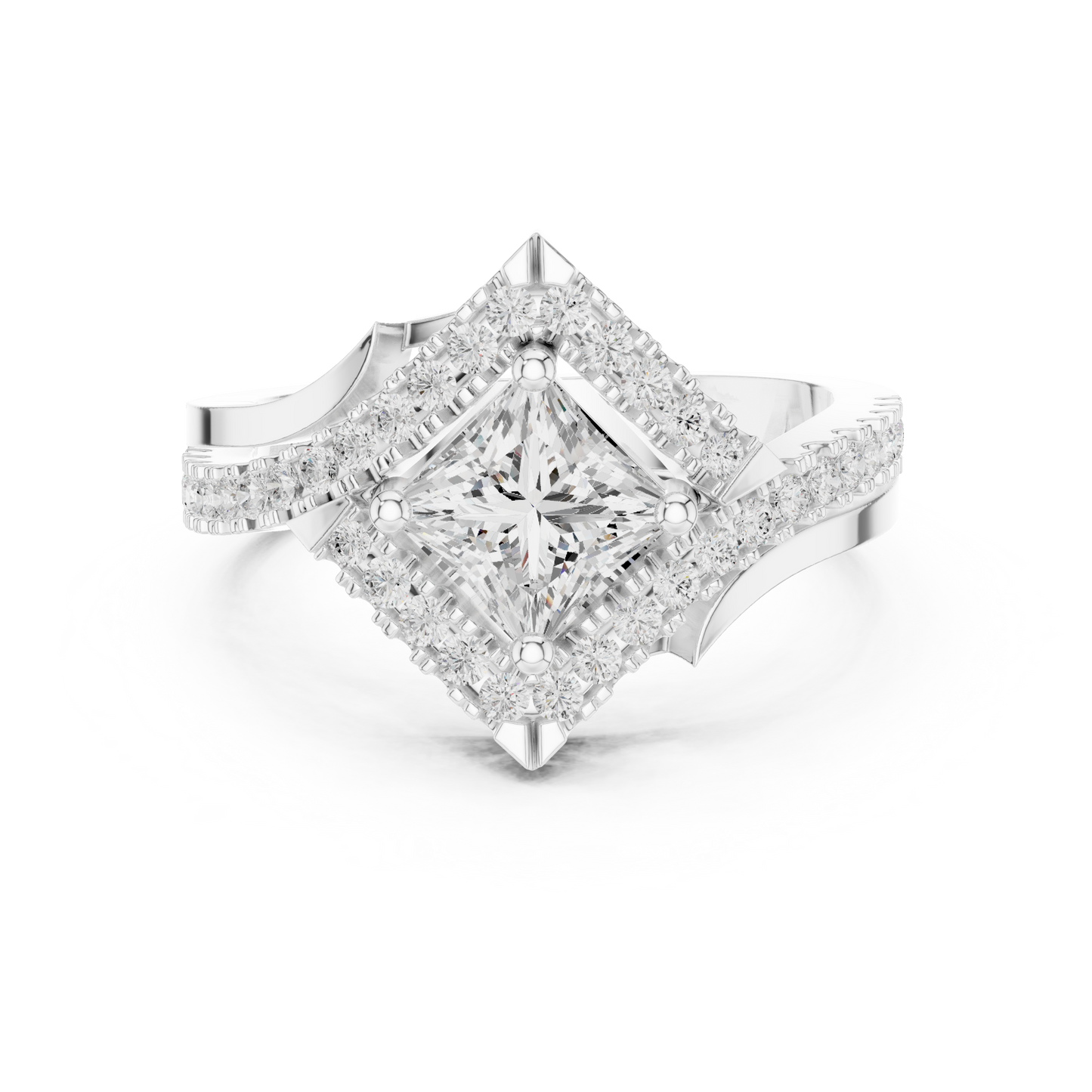 Valkyrie Crest Solitaire Diamond Ring