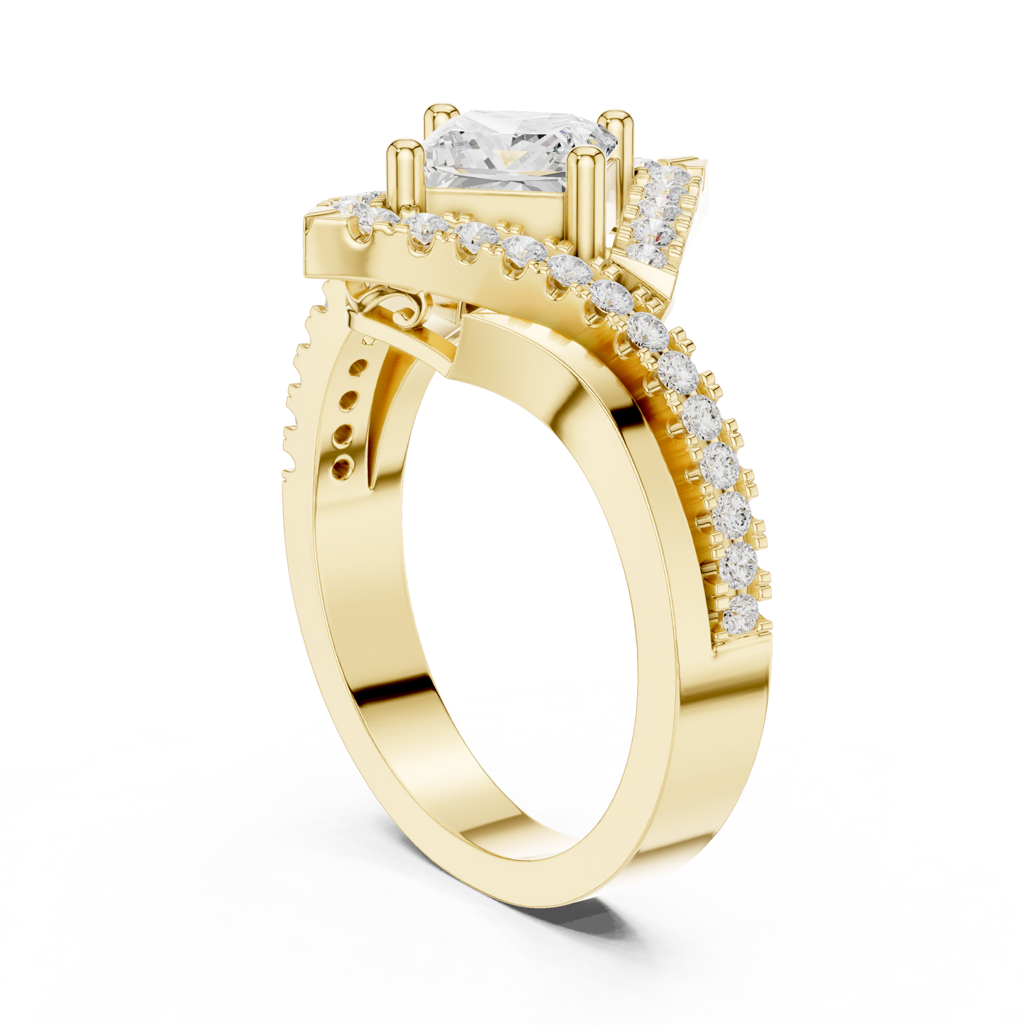 Valkyrie Crest Solitaire Diamond Ring