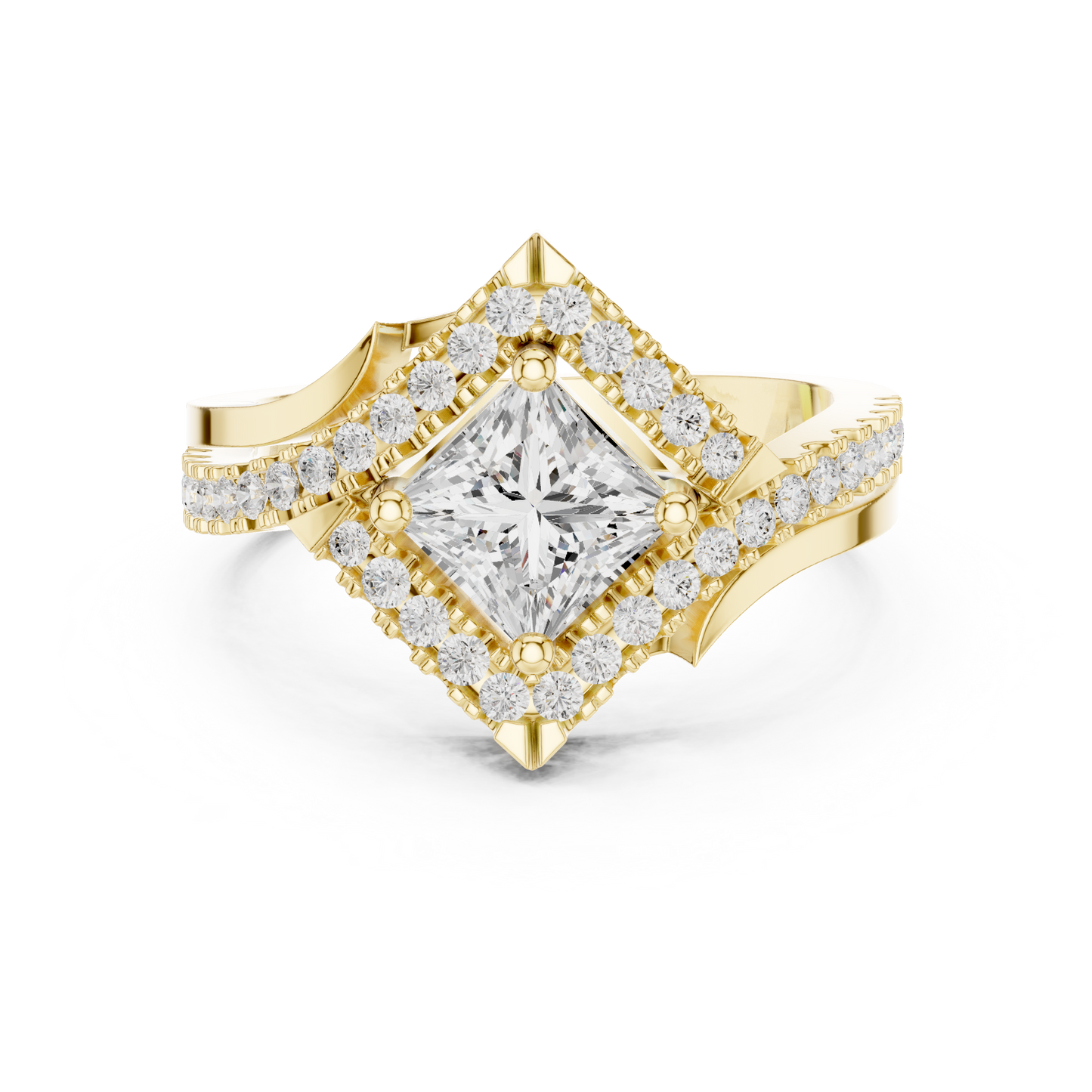 Valkyrie Crest Solitaire Diamond Ring