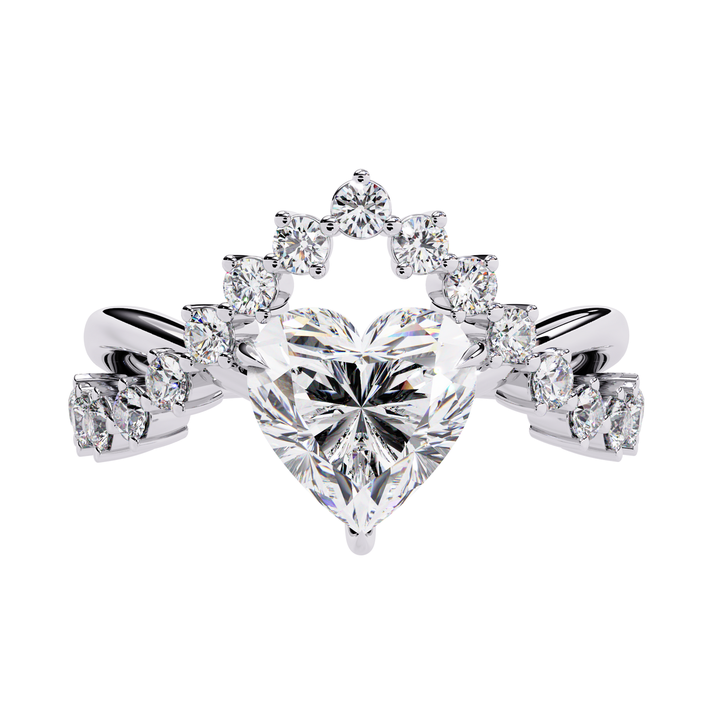 Fleur de Couronne Solitaire Ring