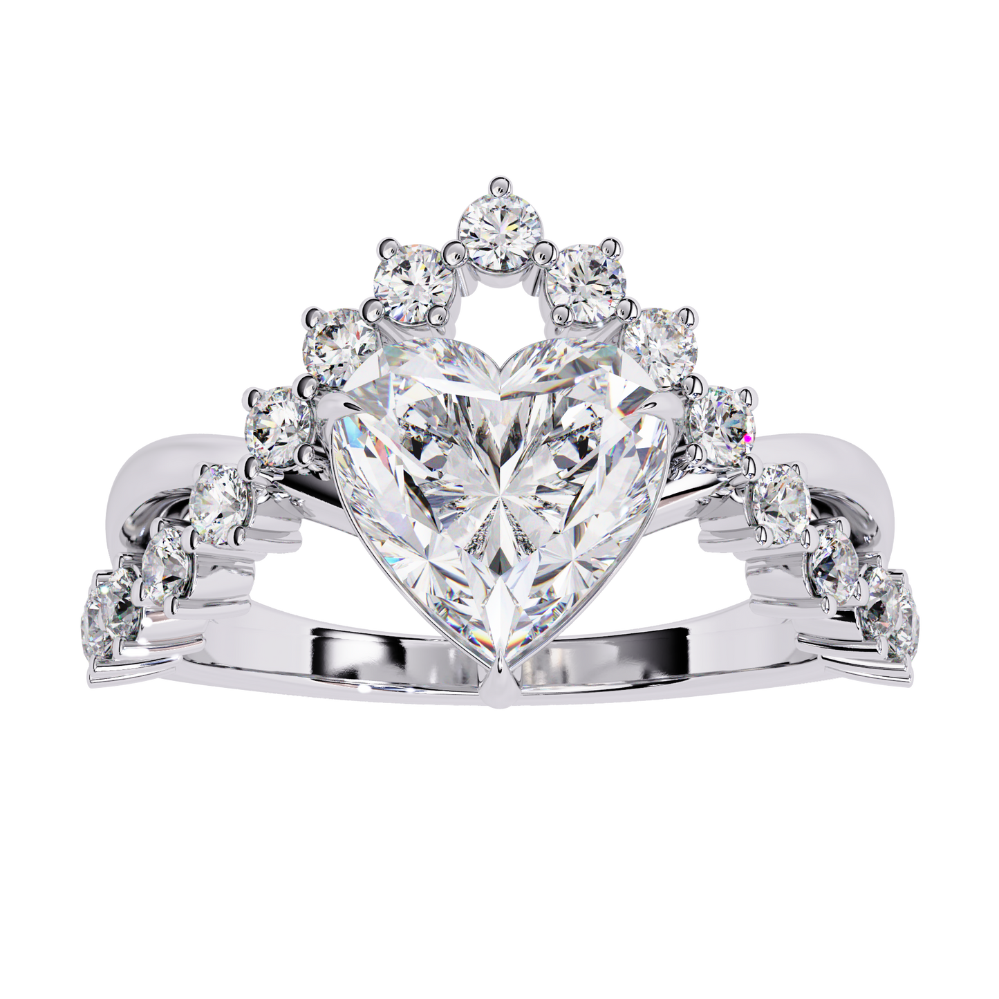 Fleur de Couronne Solitaire Ring