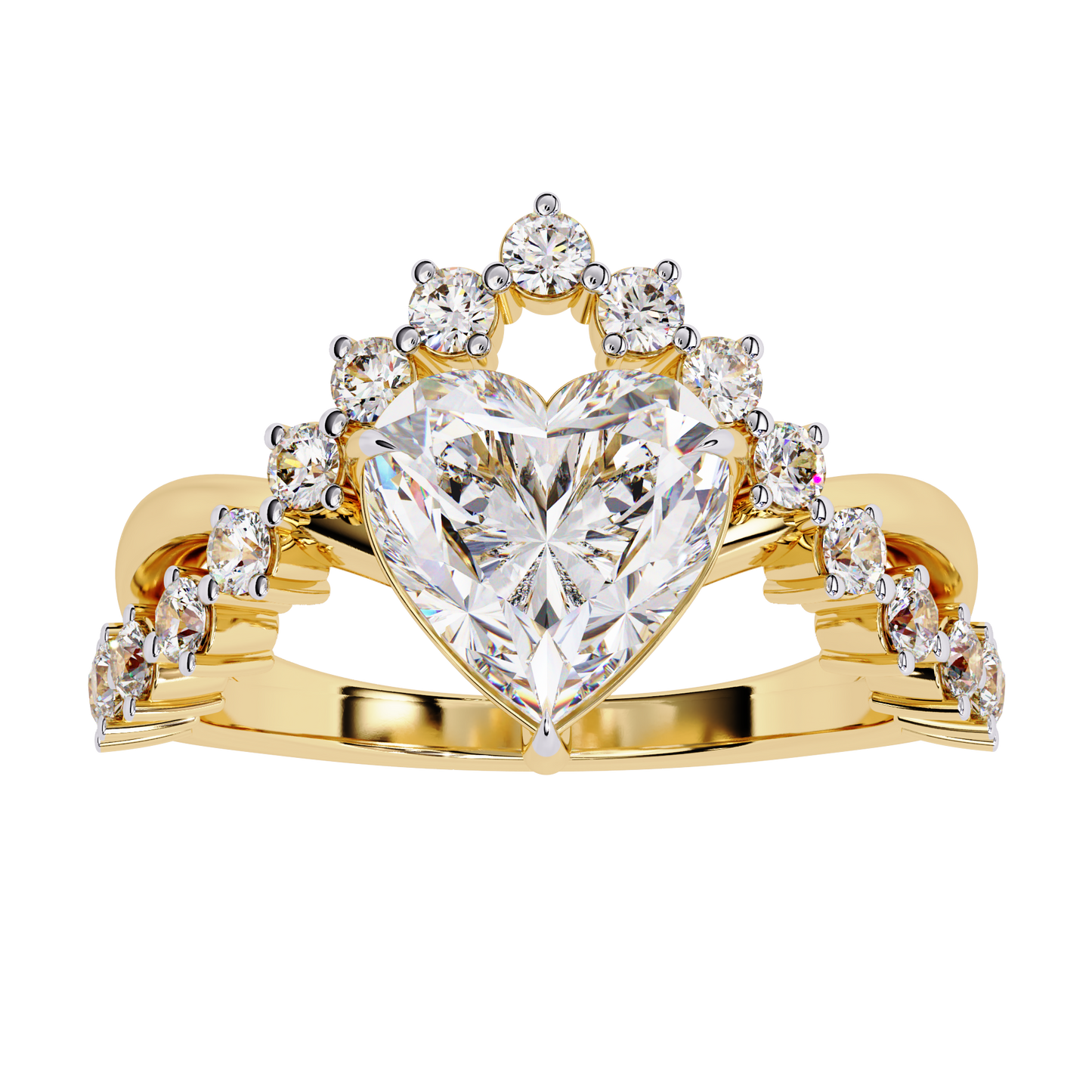 Fleur de Couronne Solitaire Ring
