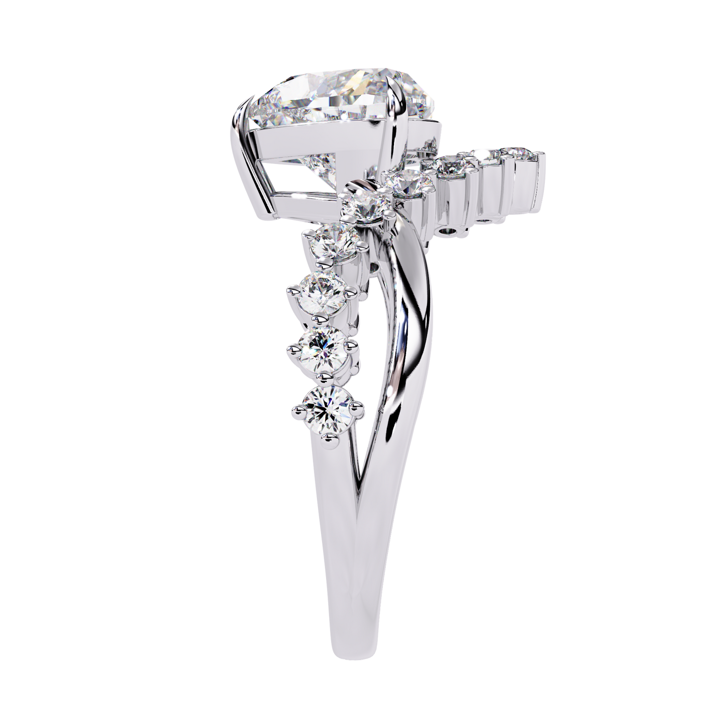Fleur de Couronne Solitaire Ring