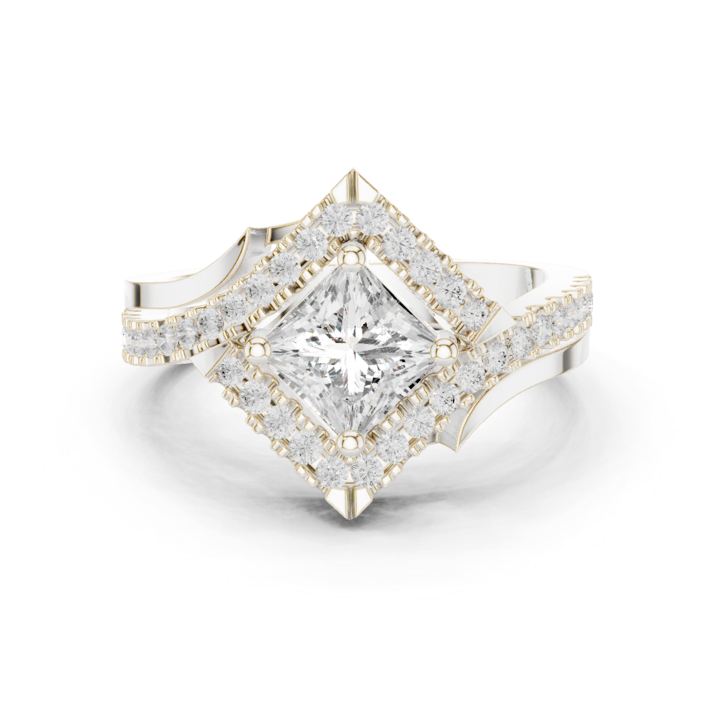 Valkyrie Crest Solitaire Diamond Ring