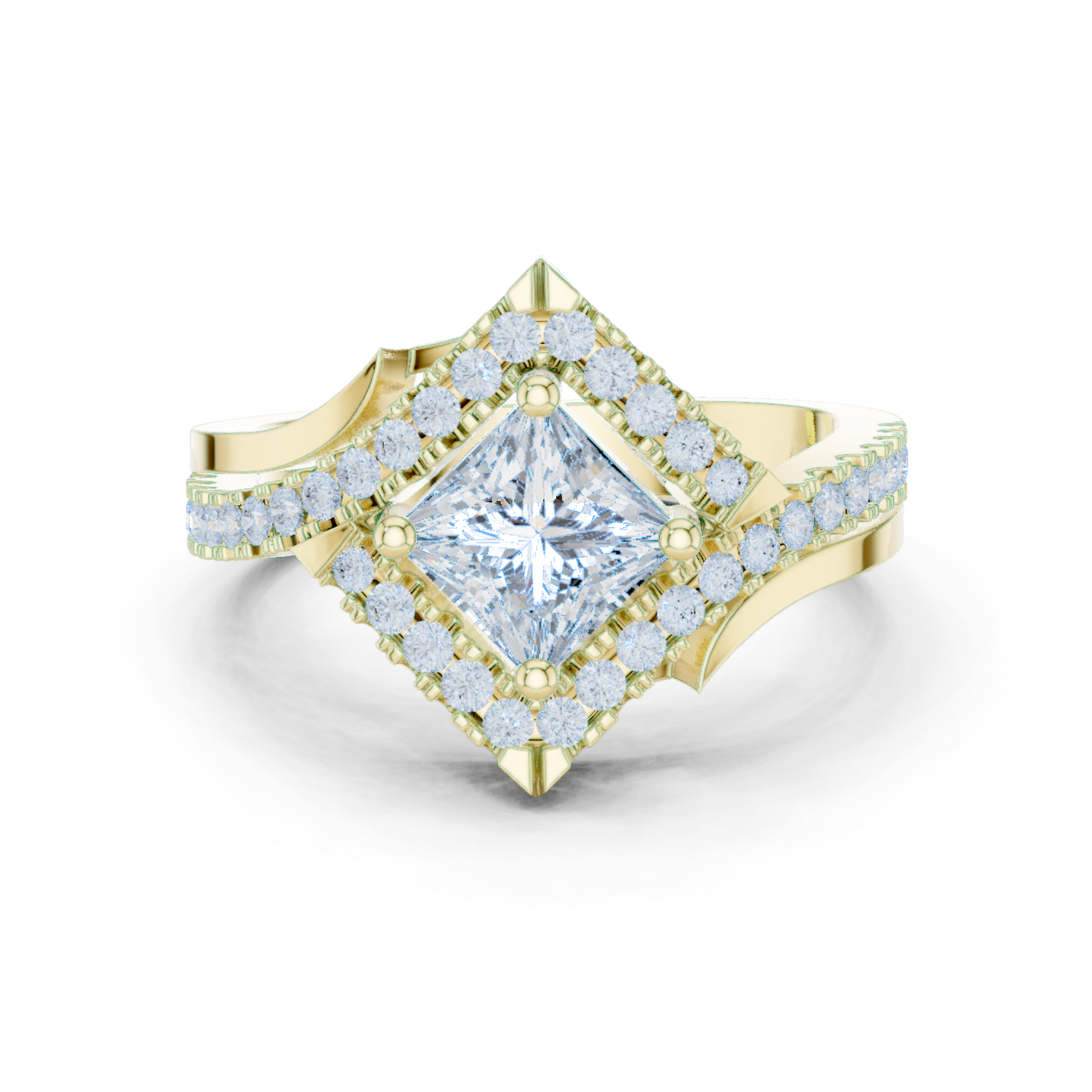 Valkyrie Crest Solitaire Diamond Ring