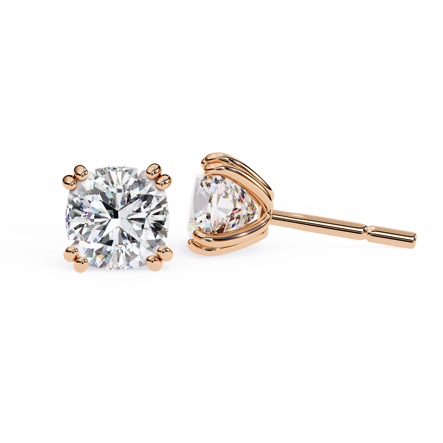 True Essence Cushion Solitaire Studs