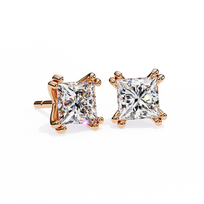 Amore Lucente Princess Cut Solitaire Studs